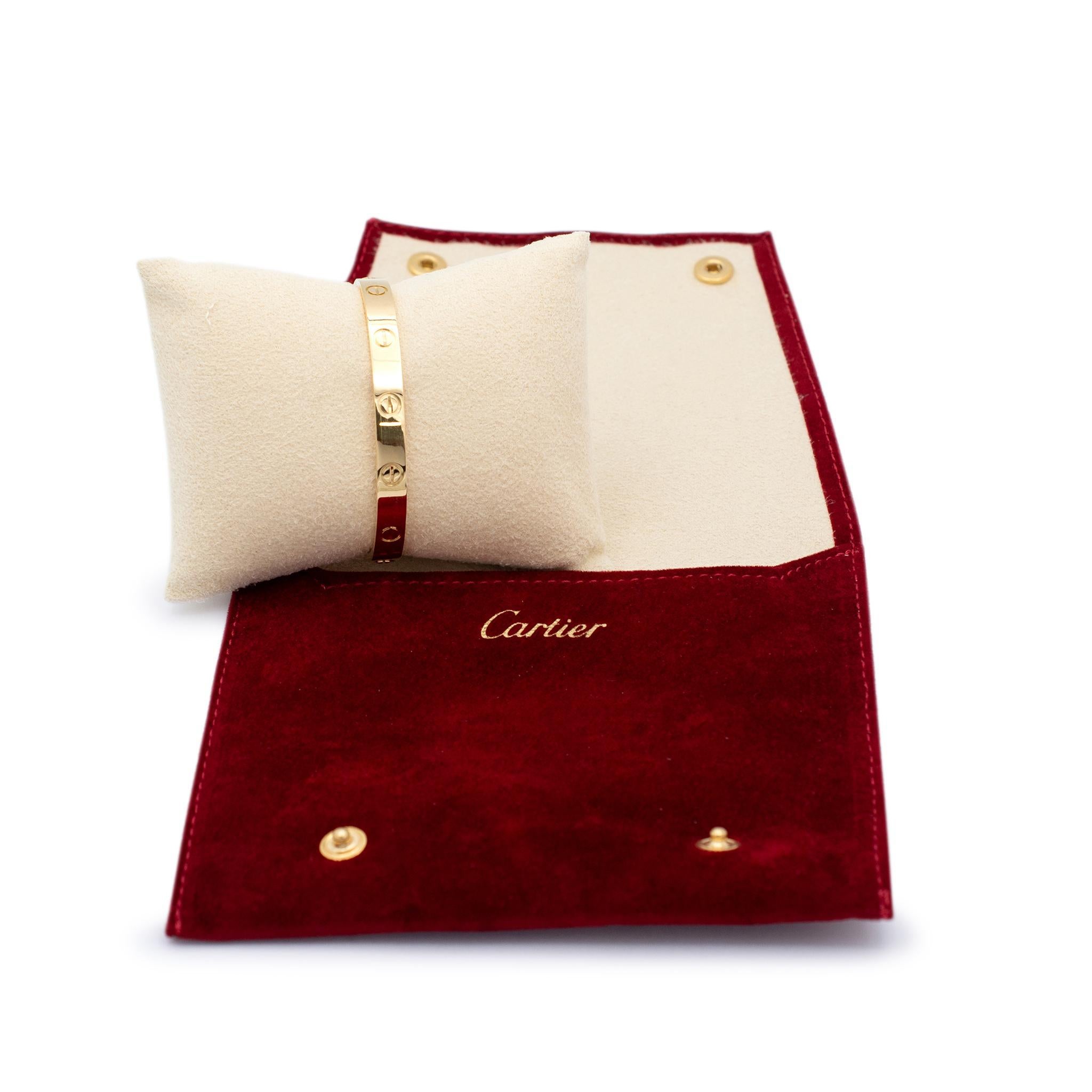 Cartier Ladies 18K Yellow Gold Love Bangle Bracelet 2