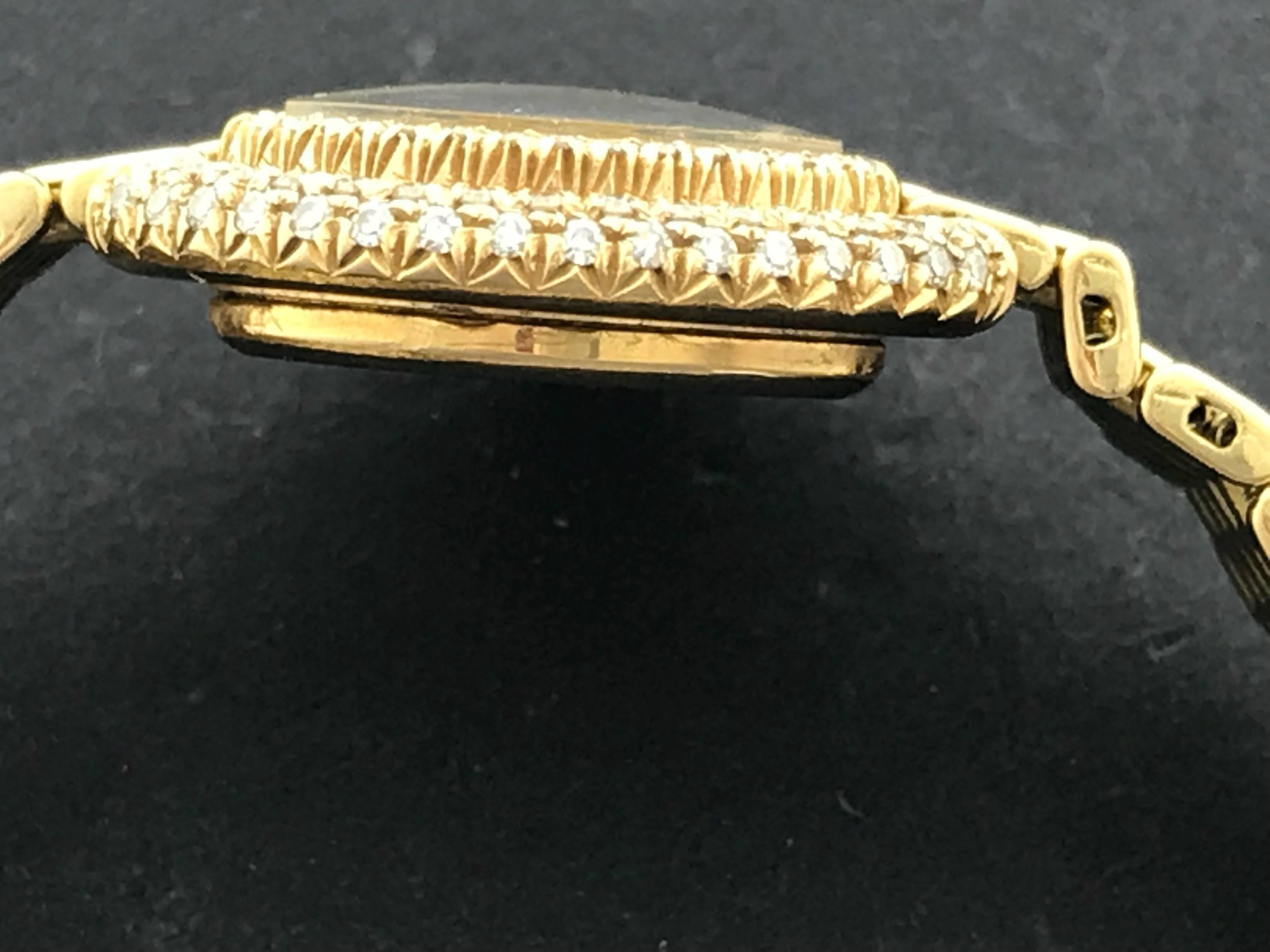 Women's Cartier Ladies 18k Yellow Gold Manual Wind Wristwatch with Diamonds For Sale