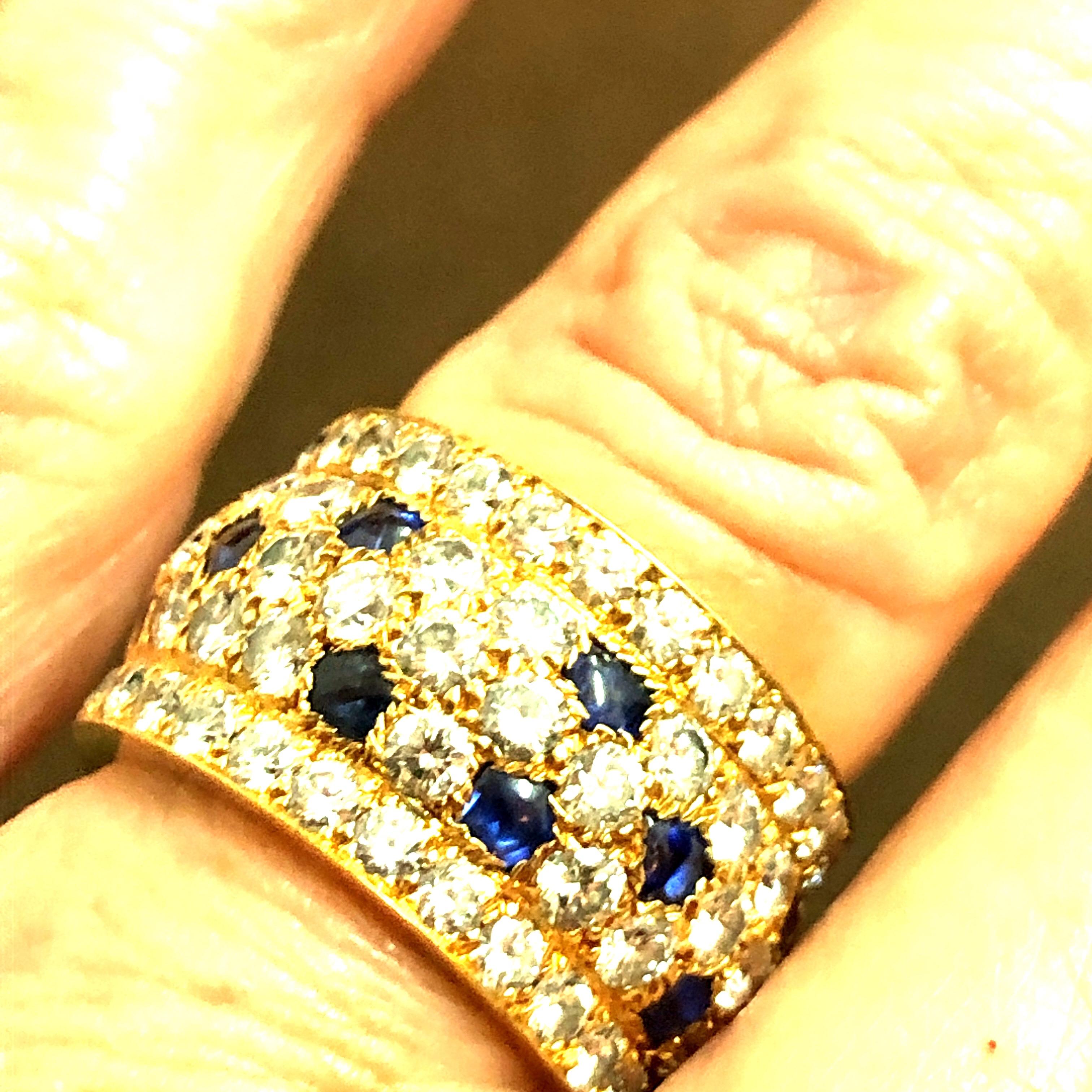 Cartier Ladies 18 Karat Yellow Gold Sapphire and Diamond Nigeria Eternity Band In Good Condition In Dallas, TX