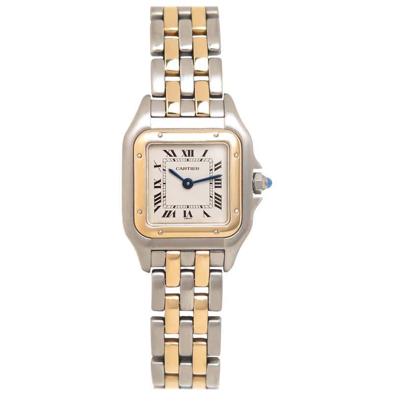 Cartier Ladies 2-Row Yellow Gold and Stainless Steel Panther Quartz ...