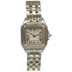Cartier Ladies 2-Row Yellow Gold and Stainless Steel Panther Quartz Wristwatch