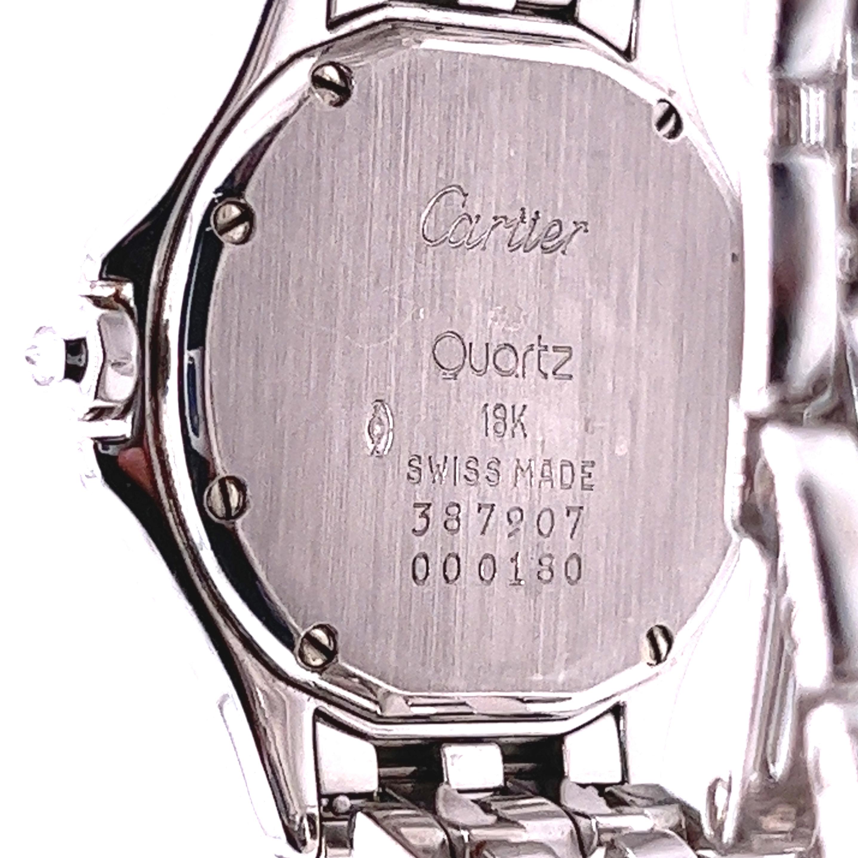 Women's Cartier Ladies Watch in 18k White Gold and Round Cut Diamonds For Sale