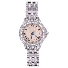 Cartier Ladies Watch in 18k White Gold and Round Cut Diamonds