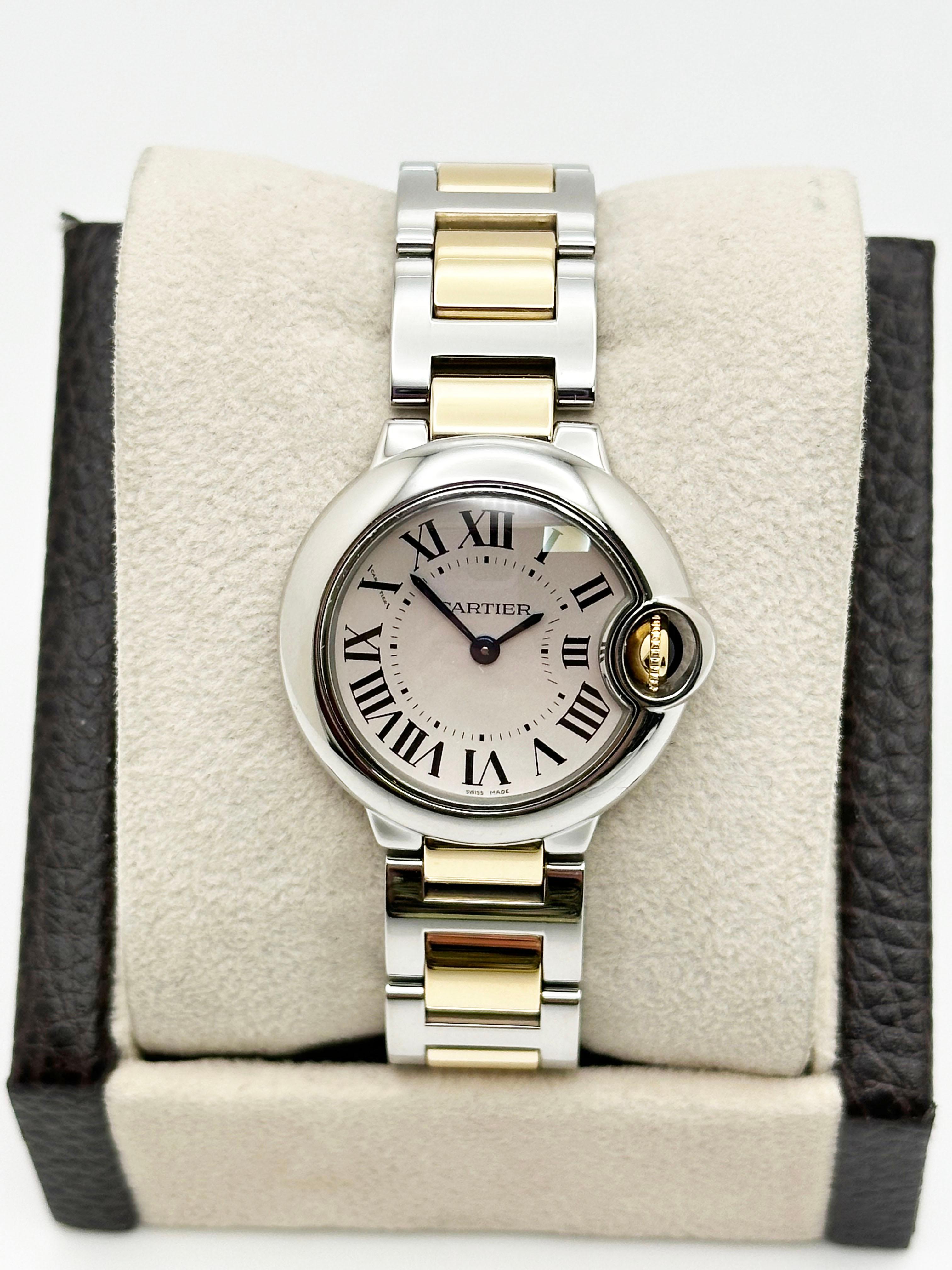 Cartier Damen Ballon Bleu 3009 W69007Z3 28mm 18K Gold Edelstahl Box Papiere 4