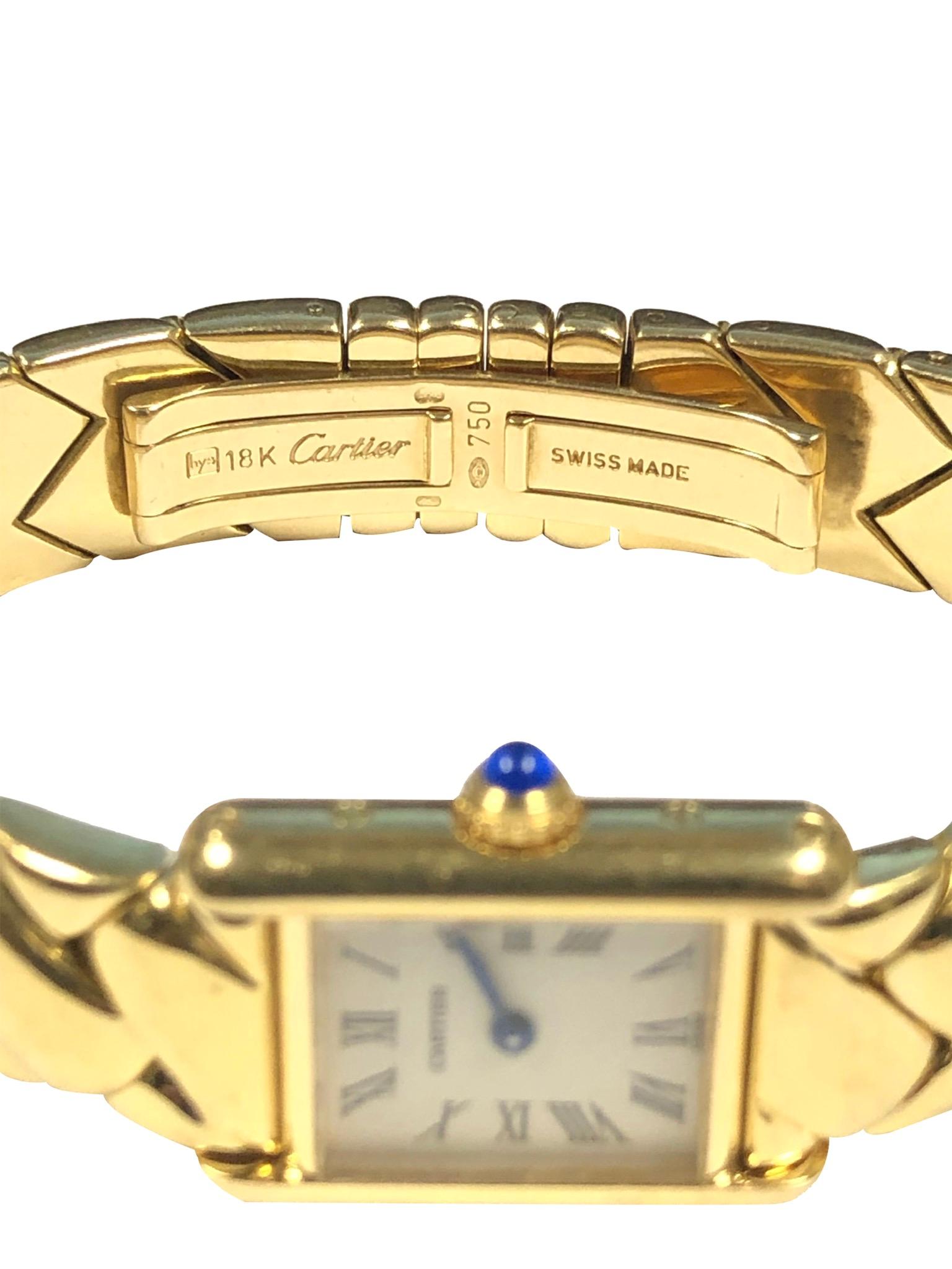Cartier Ladies Classic Tank Watch on Special Boutique Bracelet In Excellent Condition In Chicago, IL