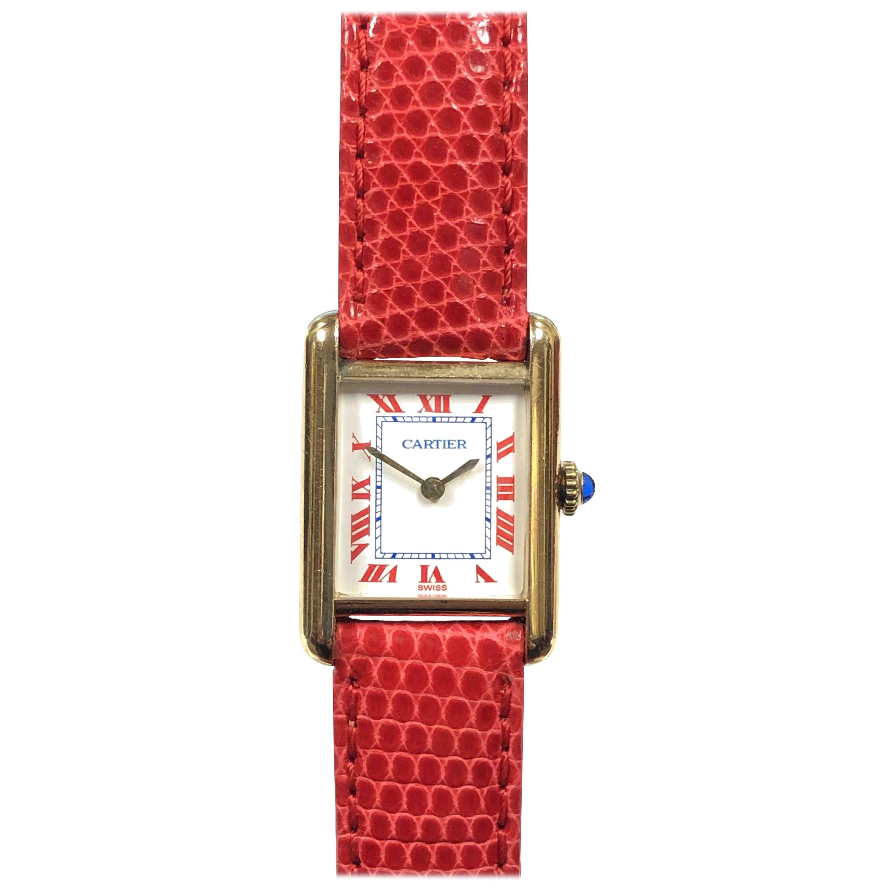 Cartier Ladies Classic Vermeil Mechanical Tank Wristwatch