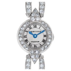 Orologio da cocktail Cartier da donna in platino con diamanti