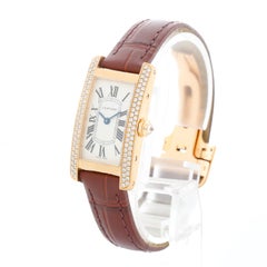 Cartier Ladies Diamond Tank Americaine 18k Yellow Gold Watch WB701231