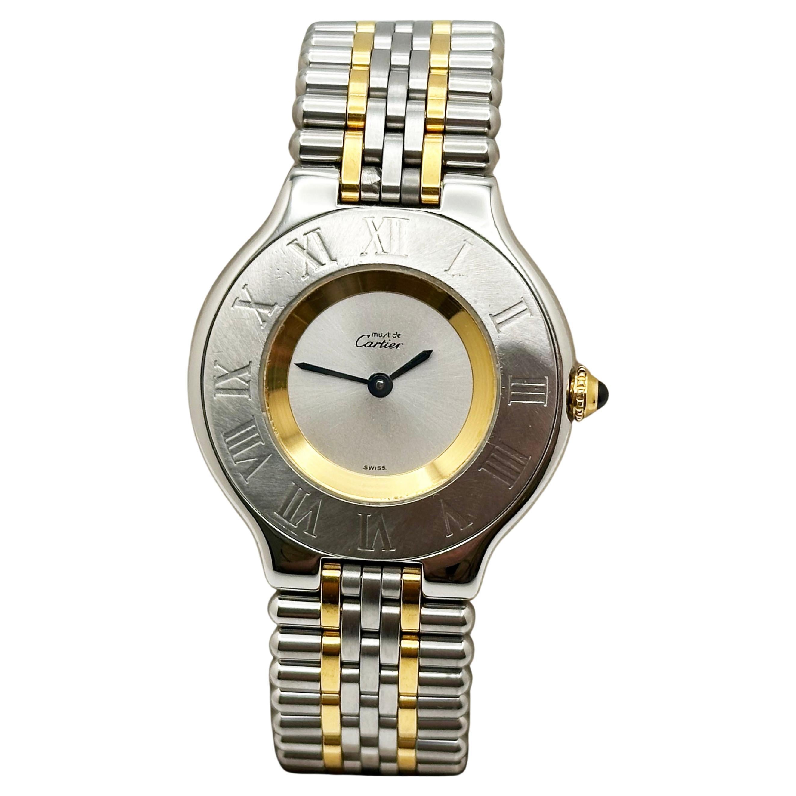 Cartier Señoras Must de Cartier 21 Ref 1330 Oro amarillo de 18 quilates Acero inoxidable 31mm