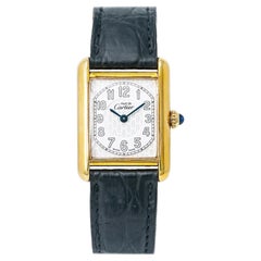 Cartier Must De Tank 2415 Quartz Watch Gold-Plated 925 Art Deco Style Dial