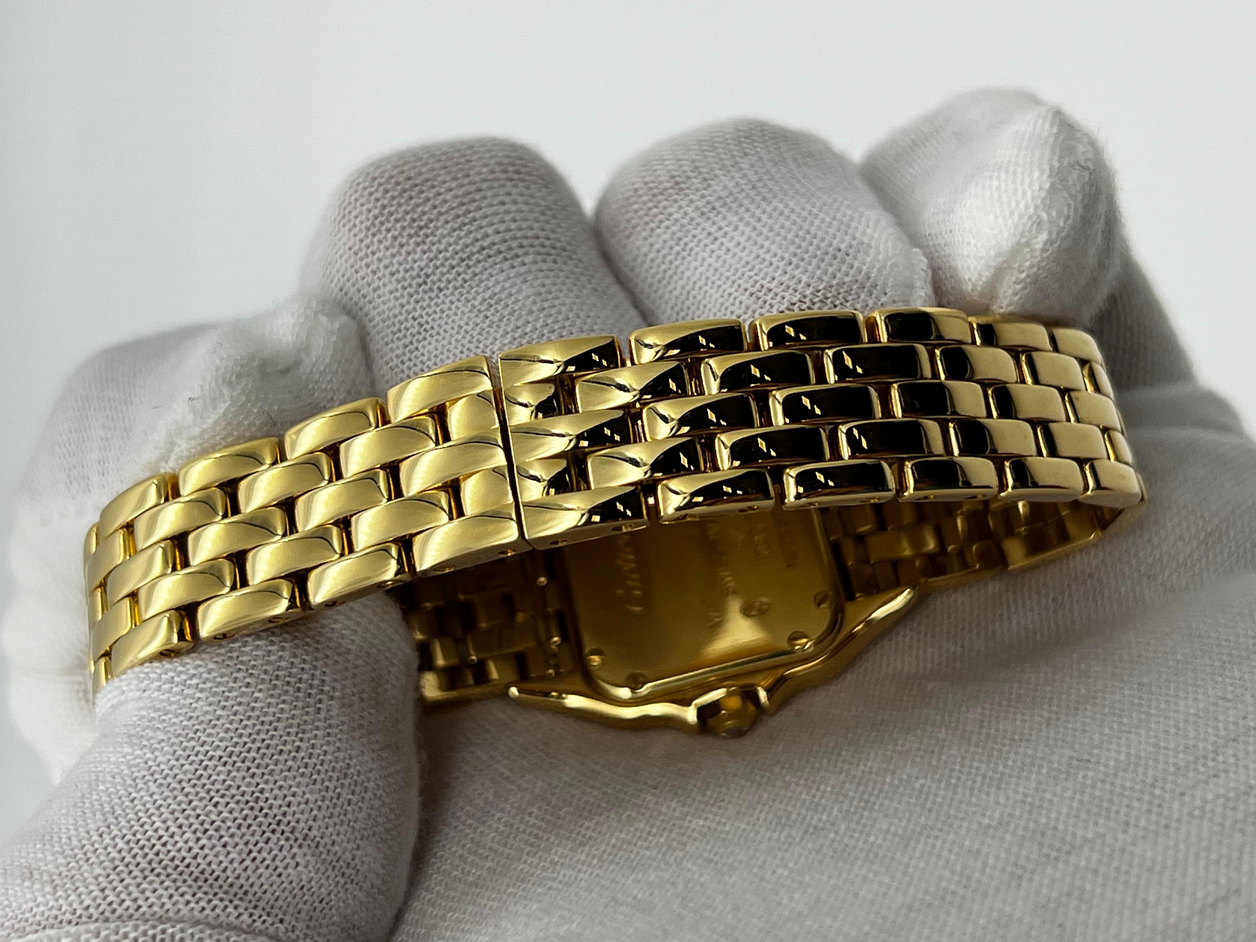 Cartier Damen Panthere 22mm Ref 1280 Diamant-Lünette 18K Gelbgold Box Papier 3
