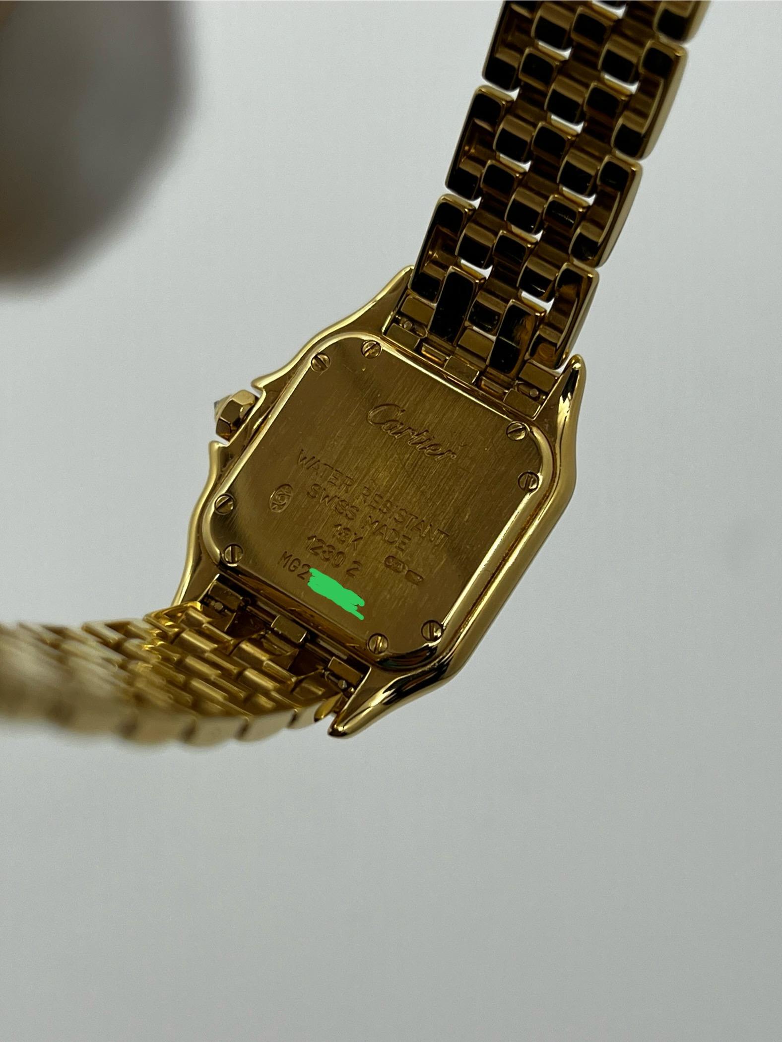 Cartier Damen Panthere 22mm Ref 1280 Diamant-Lünette 18K Gelbgold Box Papier 5