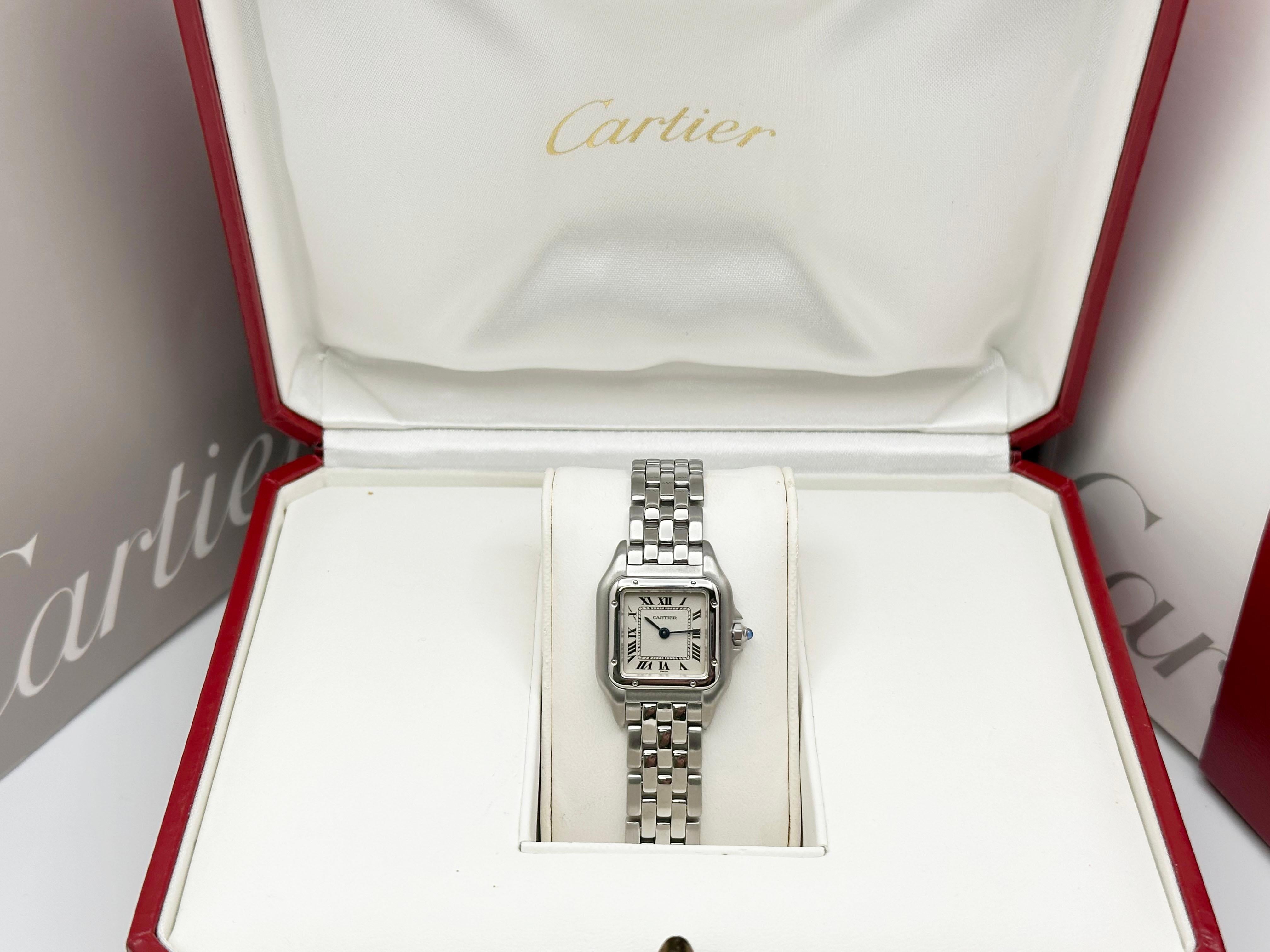 Cartier Damen Panthere de Cartier Ref 1320 W25033P5 Edelstahl Box Papier 22mm im Angebot 4