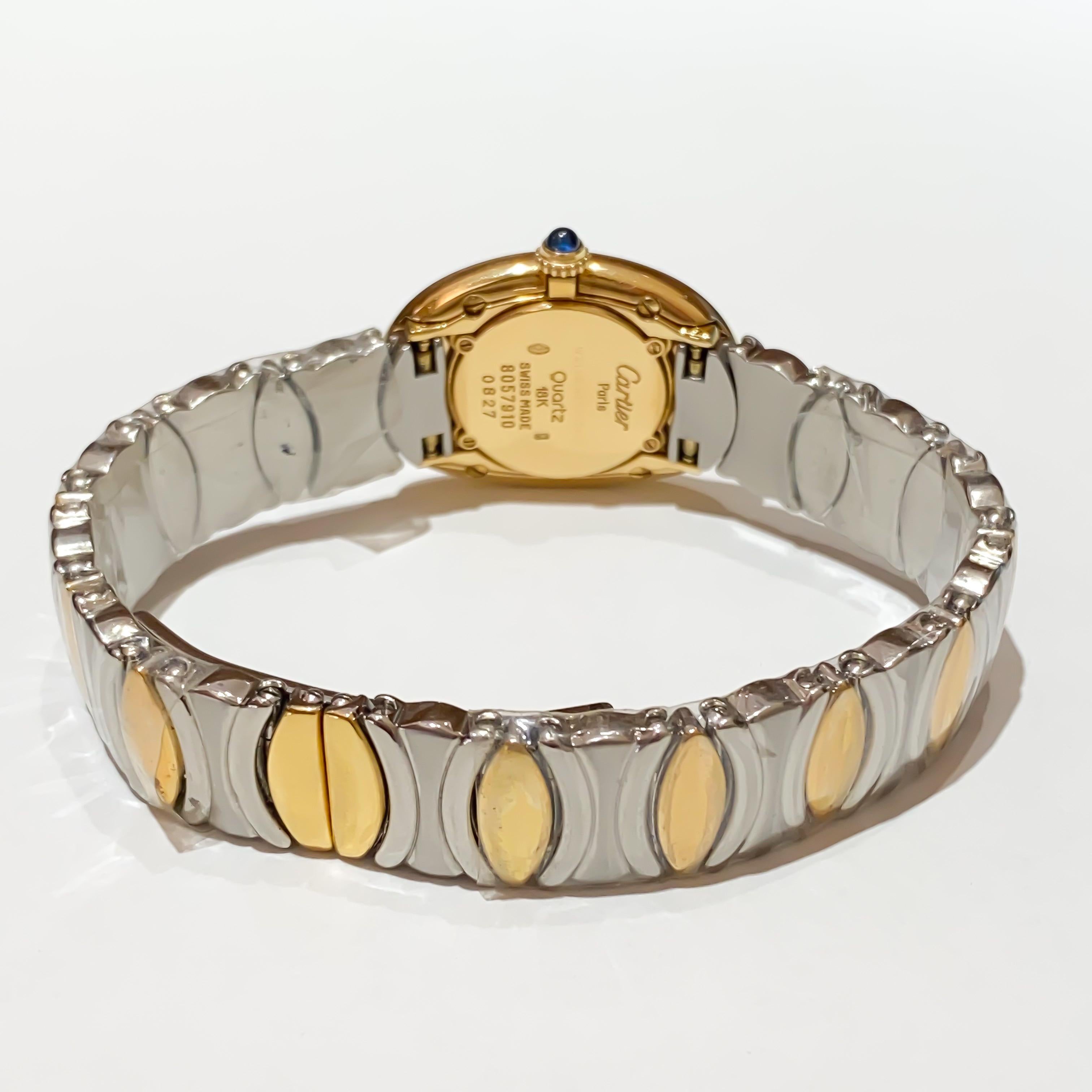 Women's Cartier Ladies Rare Baignoire 18 Karat Gold and Steel Quartz Watch W15045D8