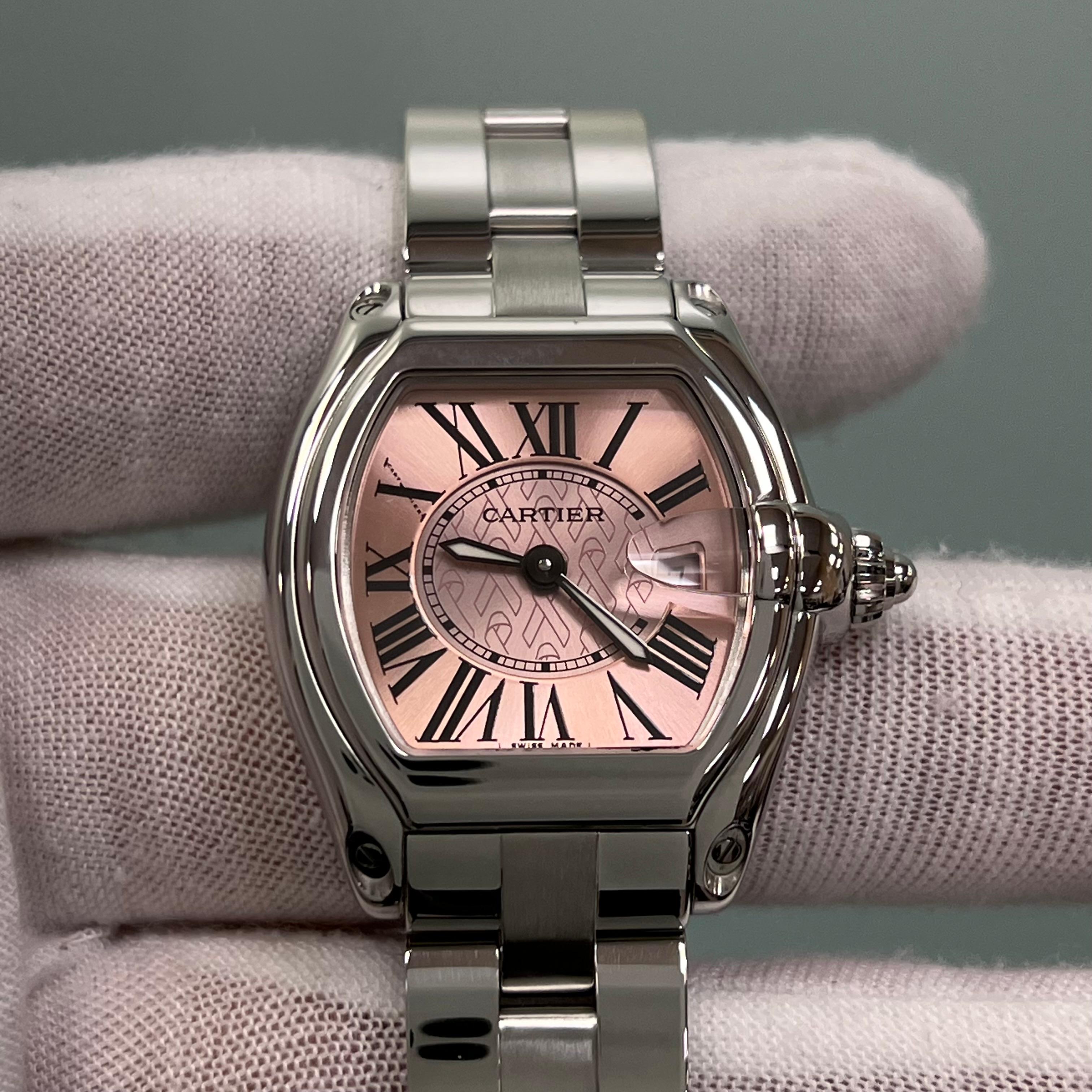 Cartier Lady Roadster 2675 Nastro Rosa Consapevolezza del Cancro al Seno Acciaio Inox in vendita 6