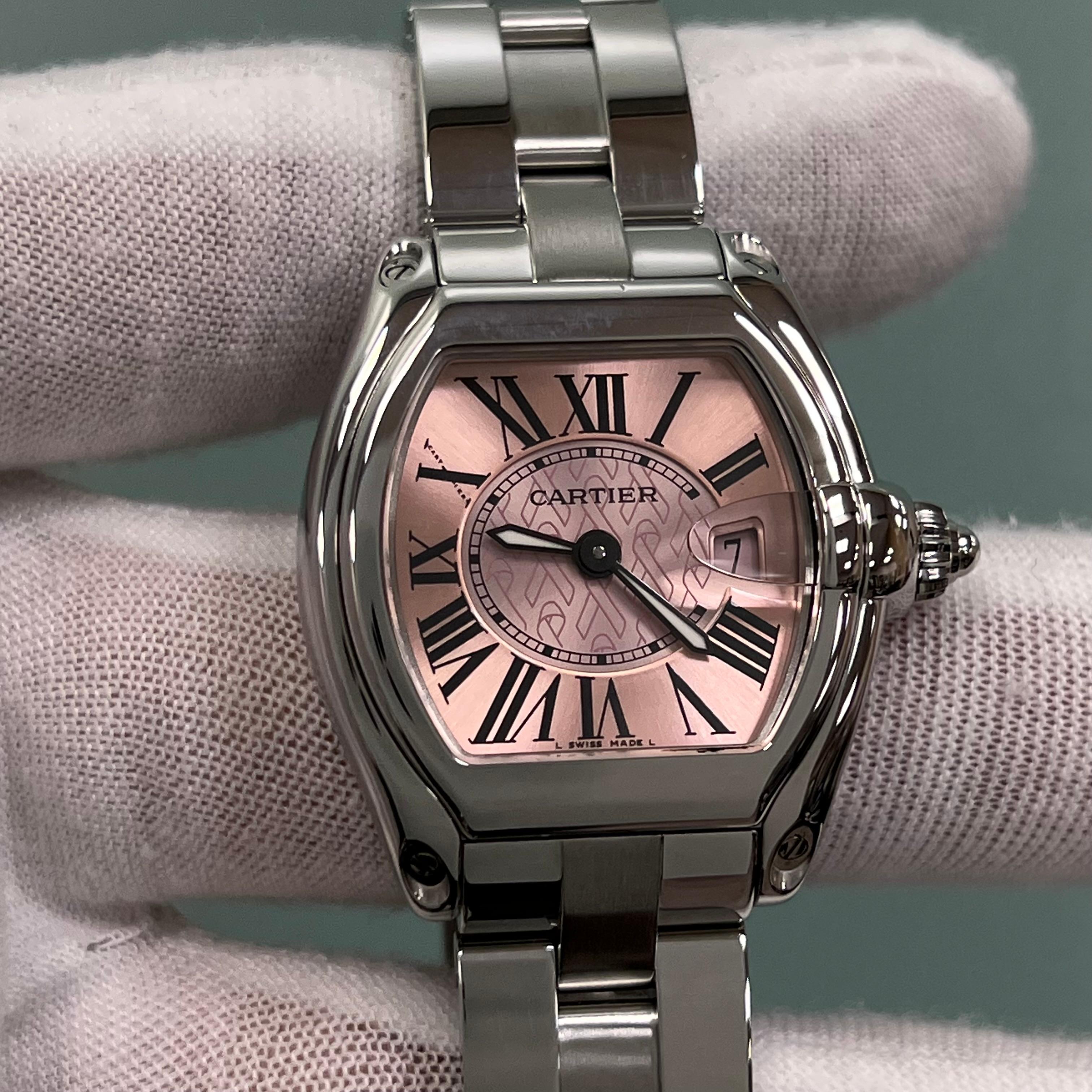 Cartier Lady Roadster 2675 Nastro Rosa Consapevolezza del Cancro al Seno Acciaio Inox in vendita 7