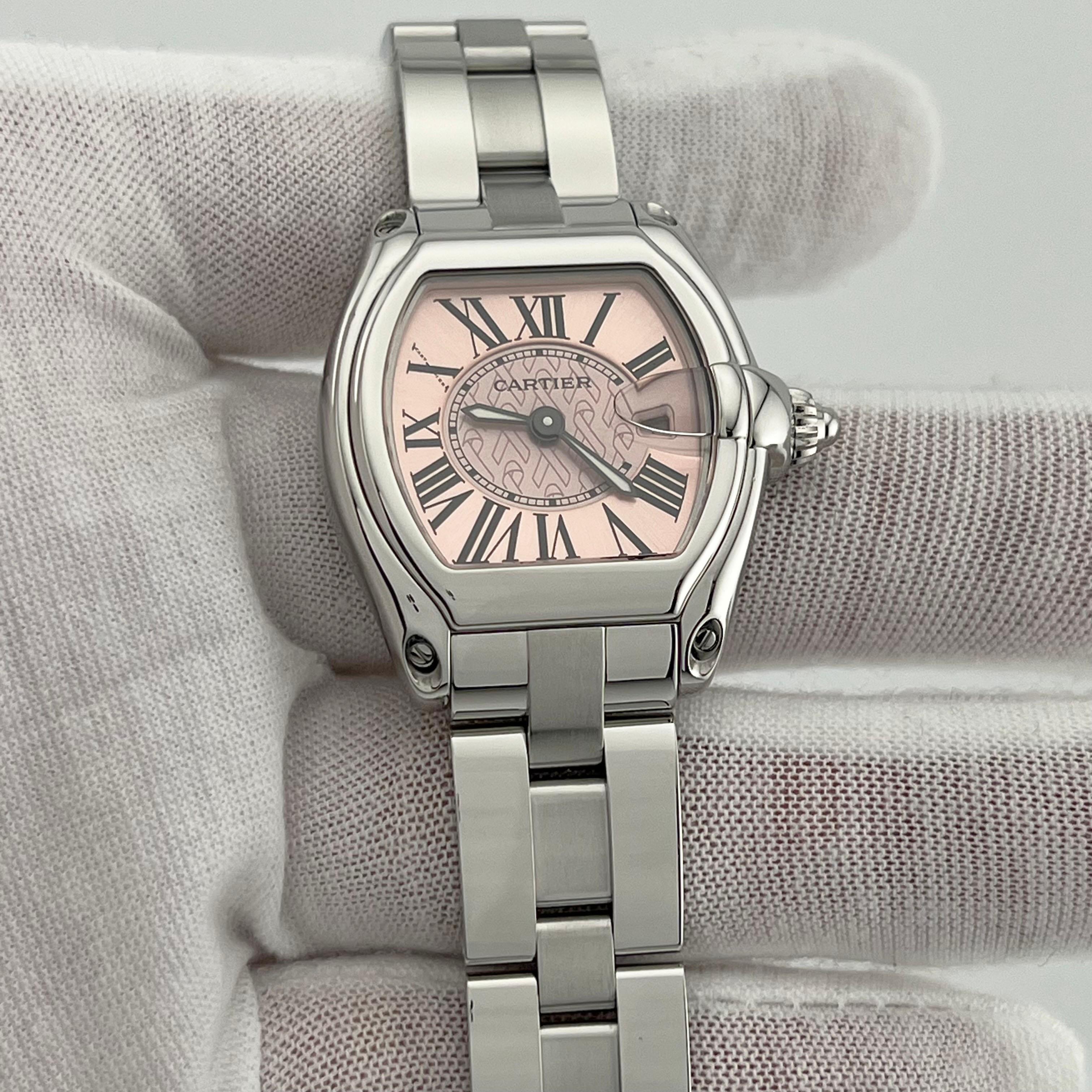 Donna Cartier Lady Roadster 2675 Nastro Rosa Consapevolezza del Cancro al Seno Acciaio Inox in vendita