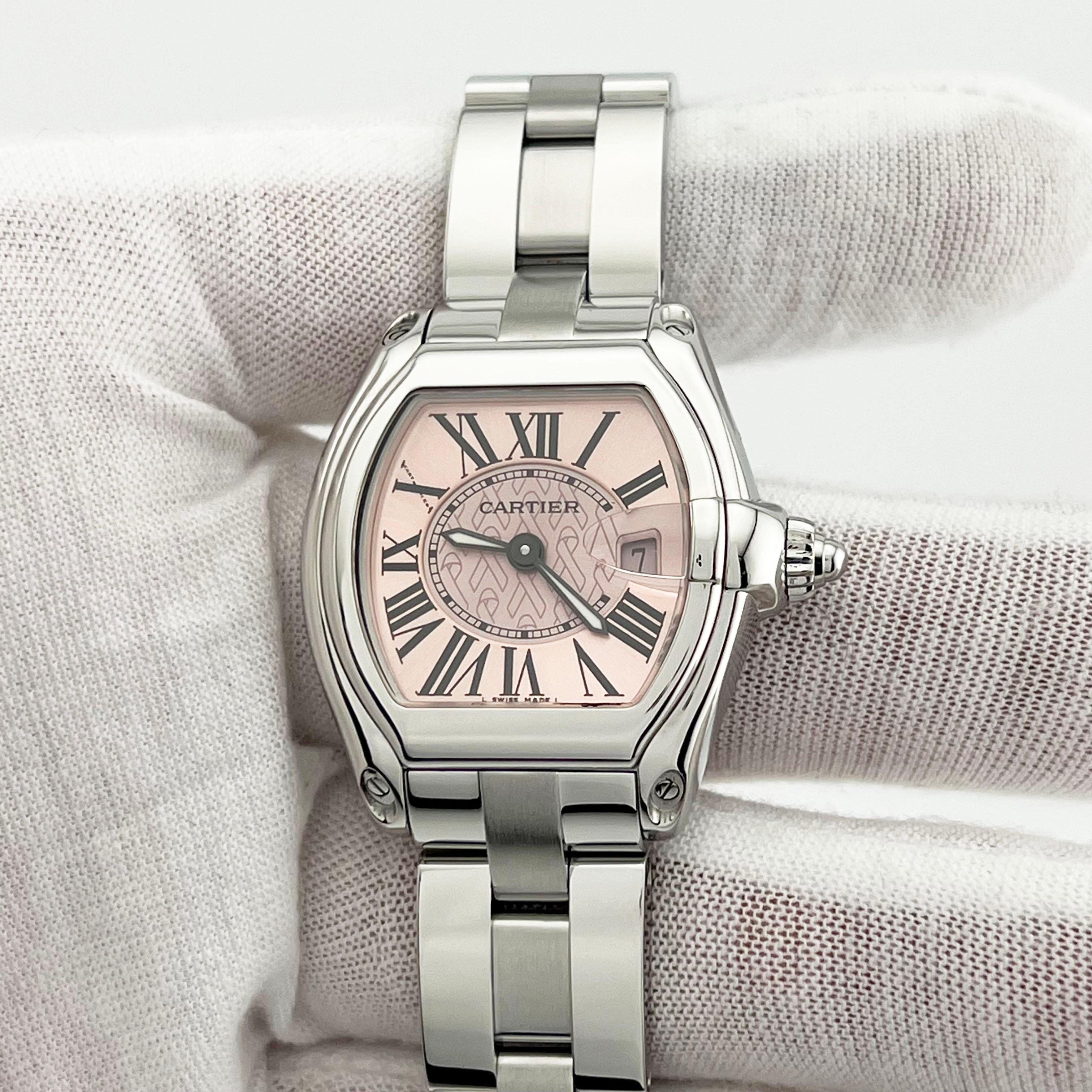 Cartier Lady Roadster 2675 Nastro Rosa Consapevolezza del Cancro al Seno Acciaio Inox in vendita 2