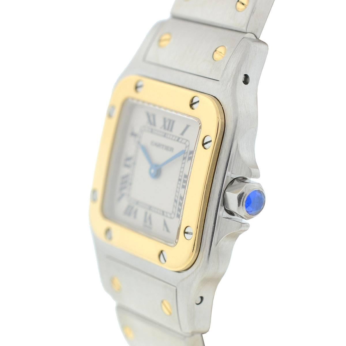Company-Cartier
Style-Dress
Model-Santos
Reference Number-W2SA0007
Case Metal-Two Tone Steel/Gold 
Case Measurement-35.1mm
Bracelet-5.5''
Dial-Silver
Bezel-18K yellow gold
Crystal-Scratch Sapphire Crystal
Movement-Automatic
Includes-Watch only
SKU: