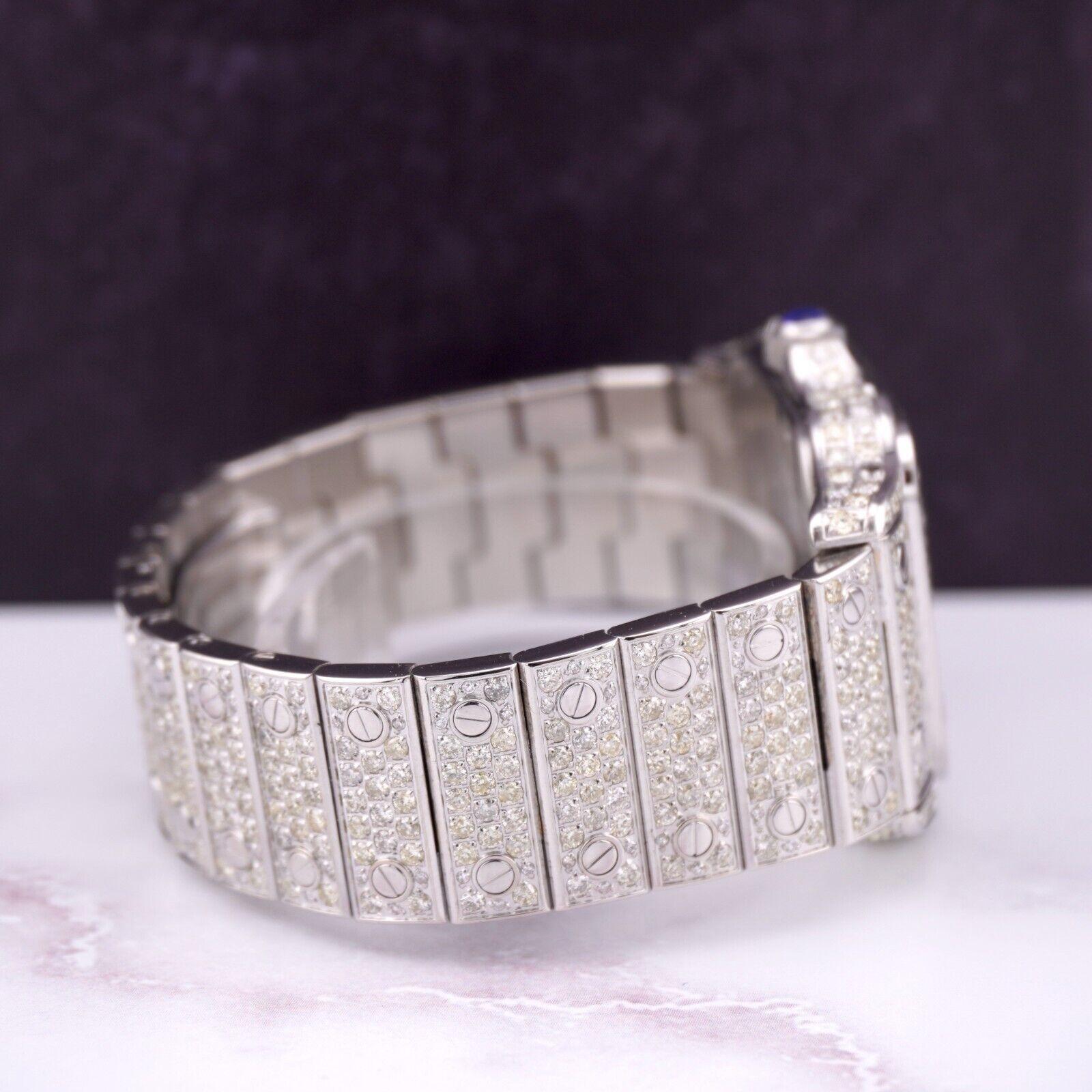 Cartier Damen Santos Galbee 32mm Maßgefertigte geschliffene 11ct echte Diamanten Ref 2823 (Moderne)