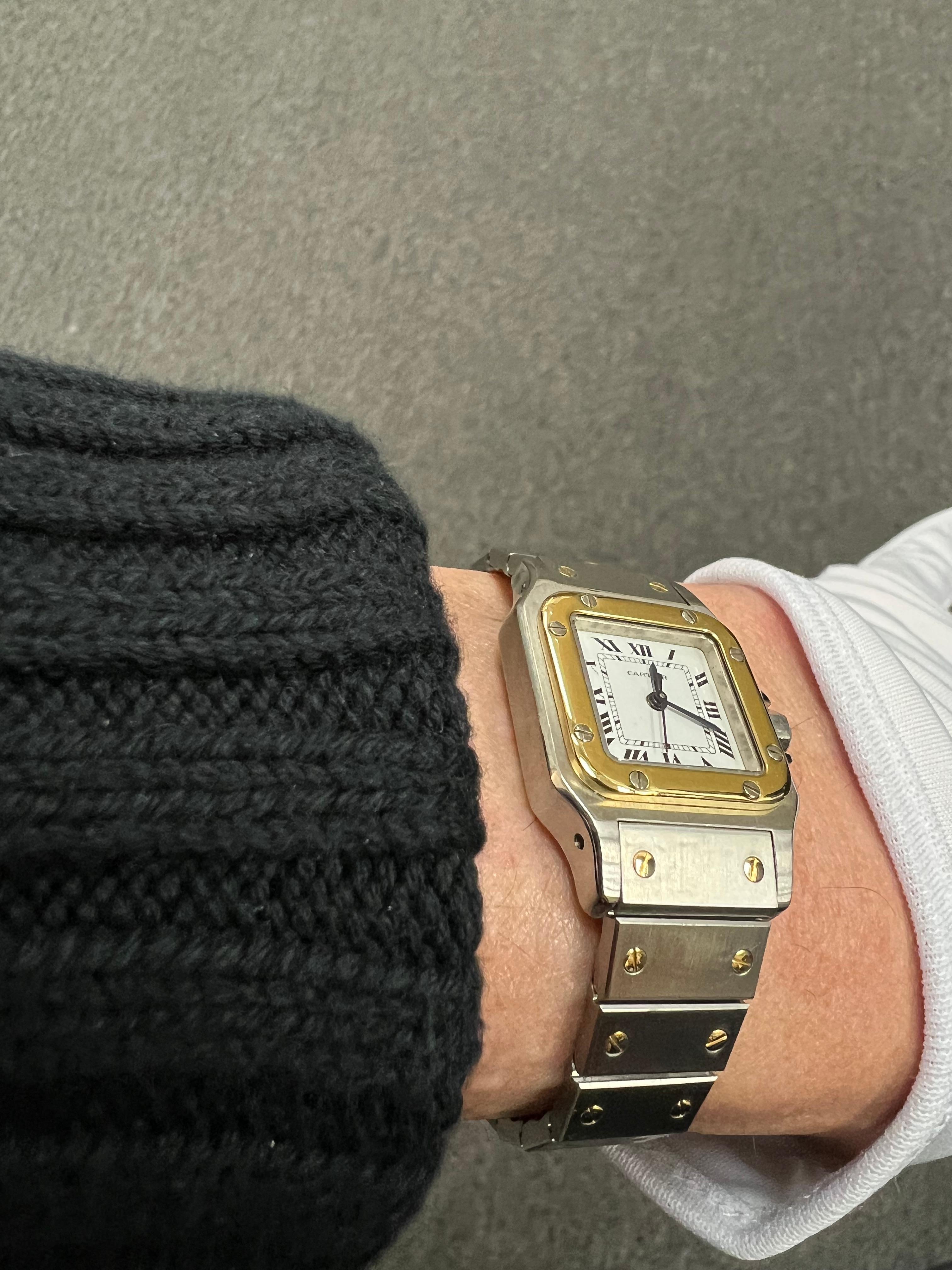 Cartier Damen Santos Galbee Automatik-Armbanduhr aus Stahl und Gold (Moderne)