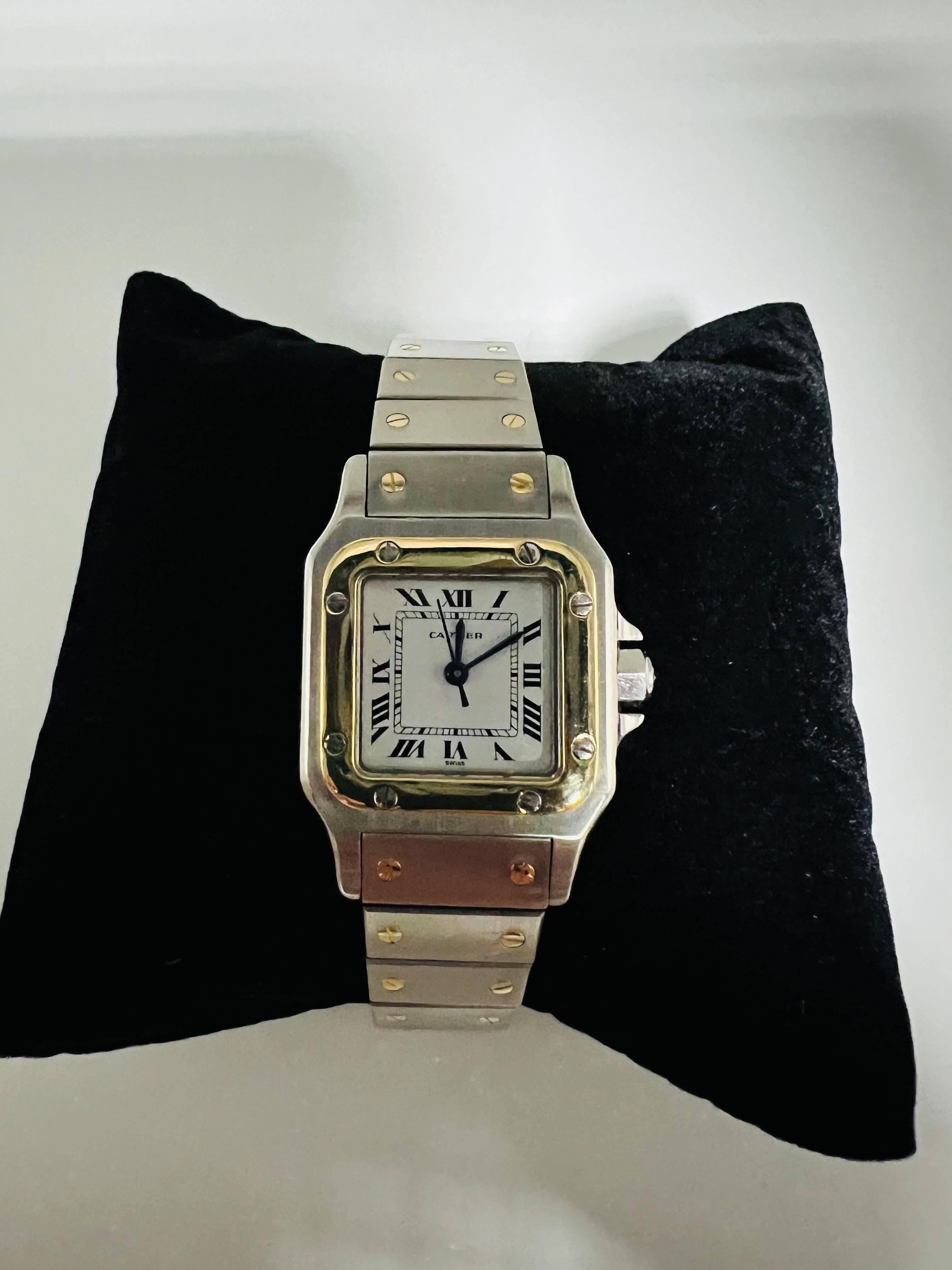 Cartier Damen Santos Galbee Automatik-Armbanduhr aus Stahl und Gold im Zustand „Gut“ in Los Angeles, CA