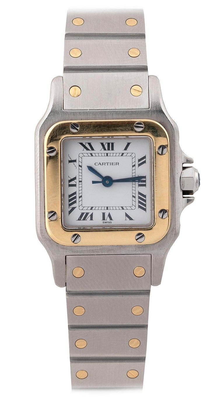 Cartier Santos Ladies Stainless Steel and Gold Automatic Bracelet Watch