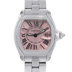Cartier Ladies Stainless Steel Pink Dial Roadster Quartz Wristwatch