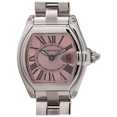 Cartier Ladies Stainless Steel Roadster Breast Cancer Ltd Ed quartz wristwatch 