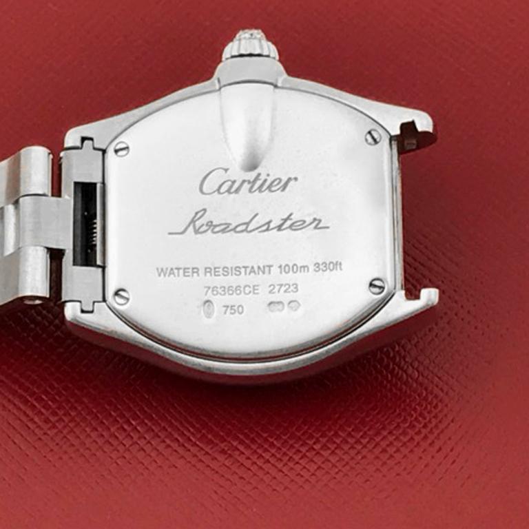 Contemporary Cartier Ladies Stainless Steel Roadster Quartz Wristwatch with Diamonds For Sale