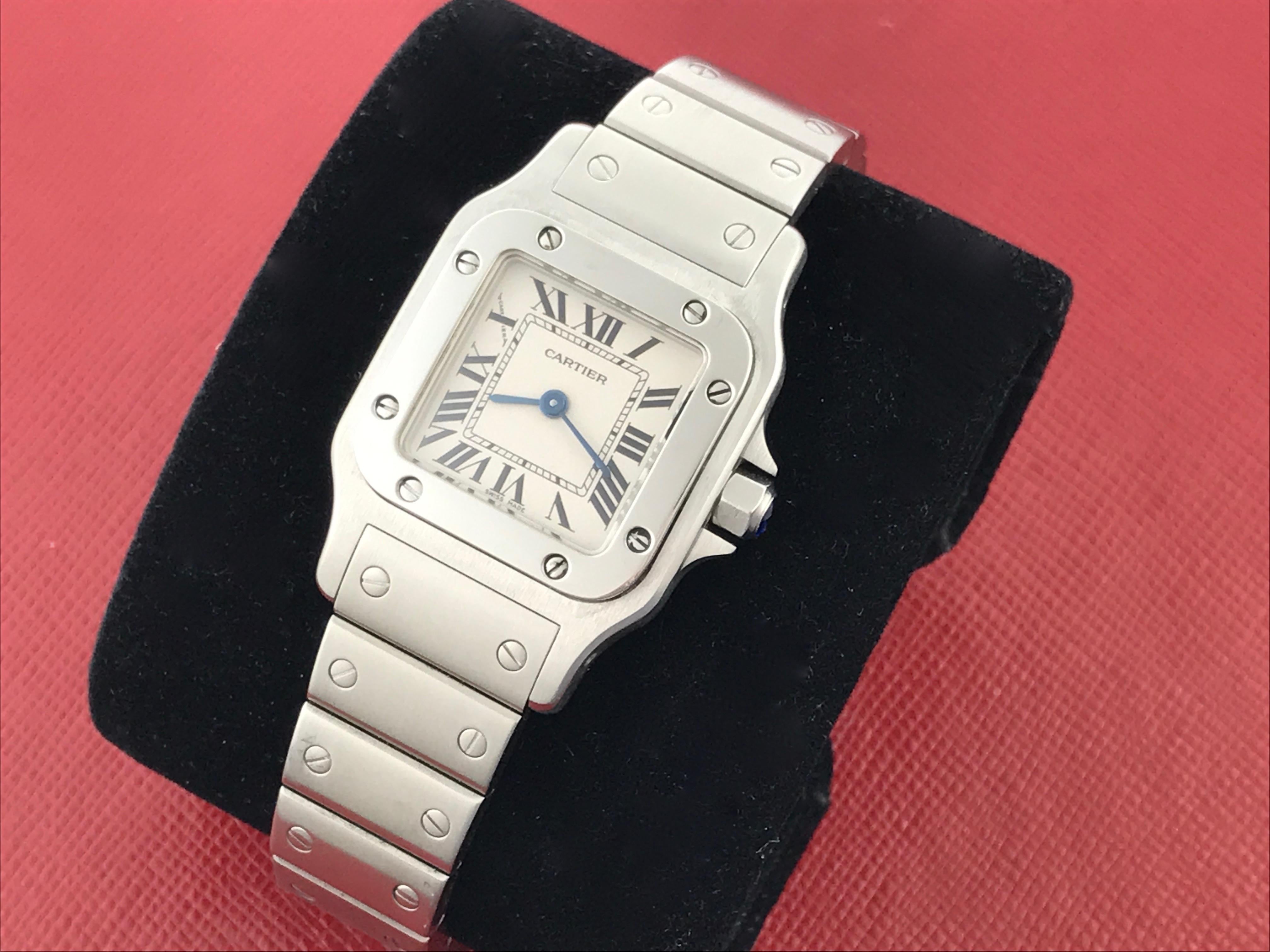 Contemporary Cartier Ladies Stainless Steel Santos Quartz Wristwatch