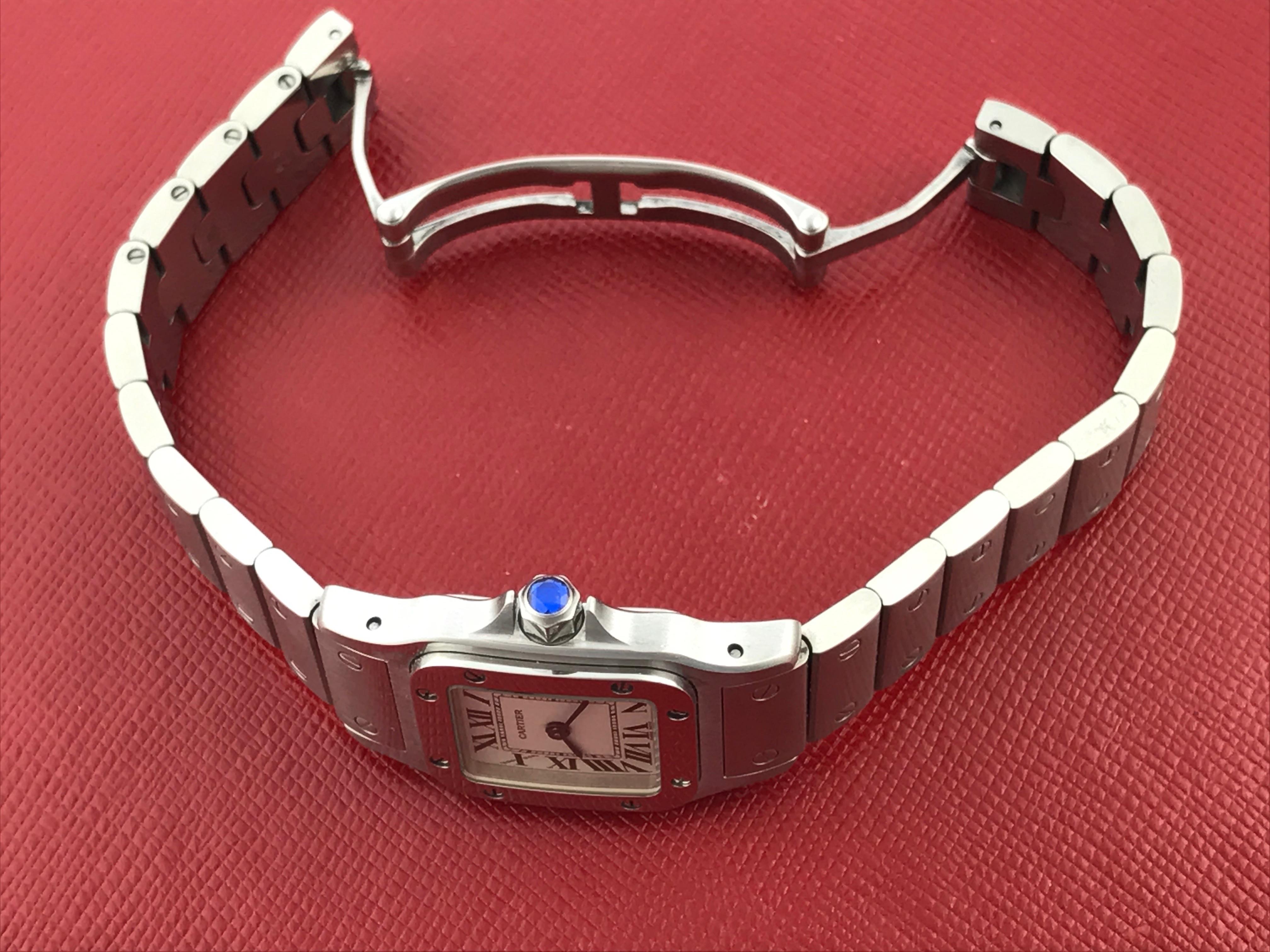 Cartier Ladies Stainless Steel Santos Quartz Wristwatch In New Condition In Dallas, TX