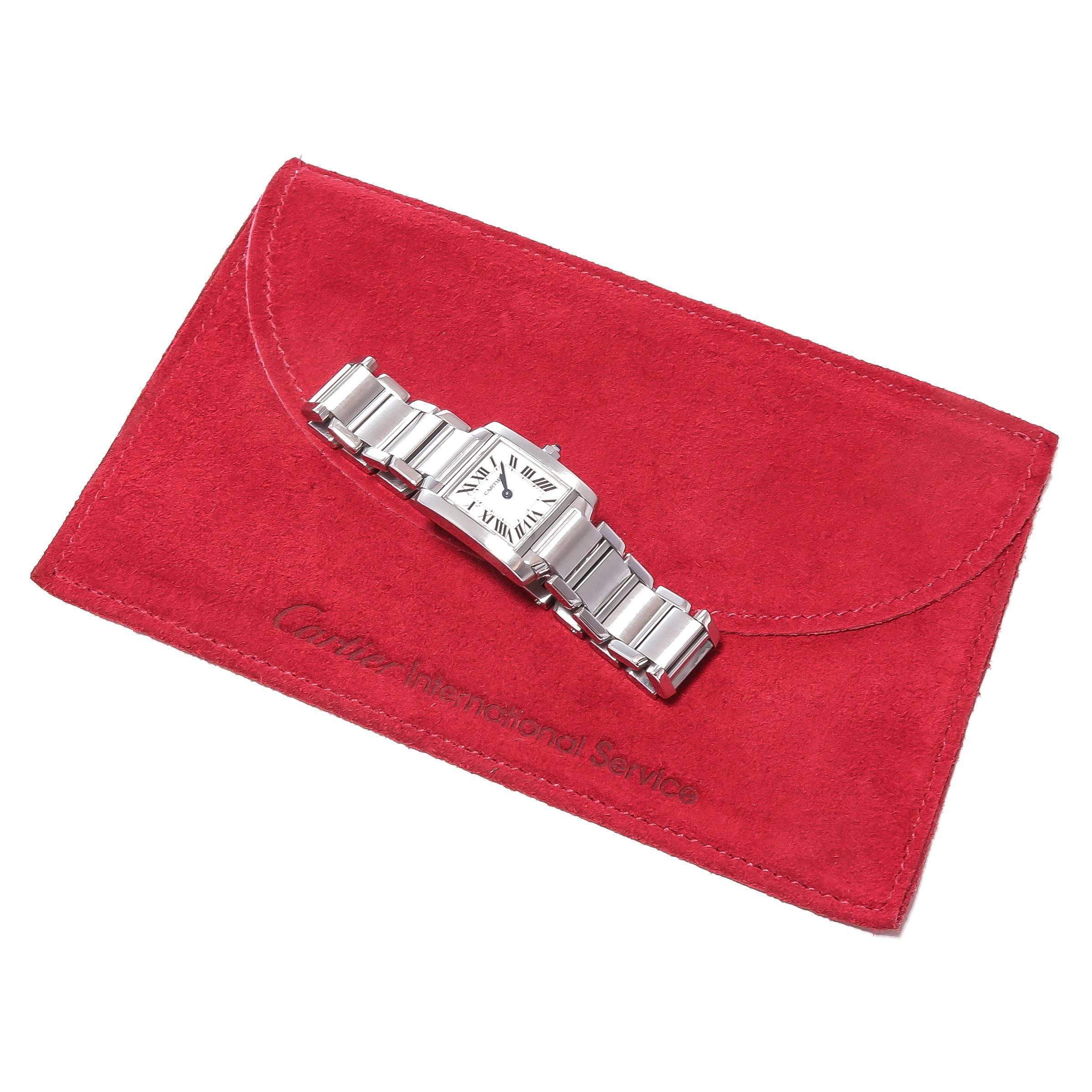 Women's Cartier Ladies Stainless Steel Tank Francaise Quartz Wristwatch