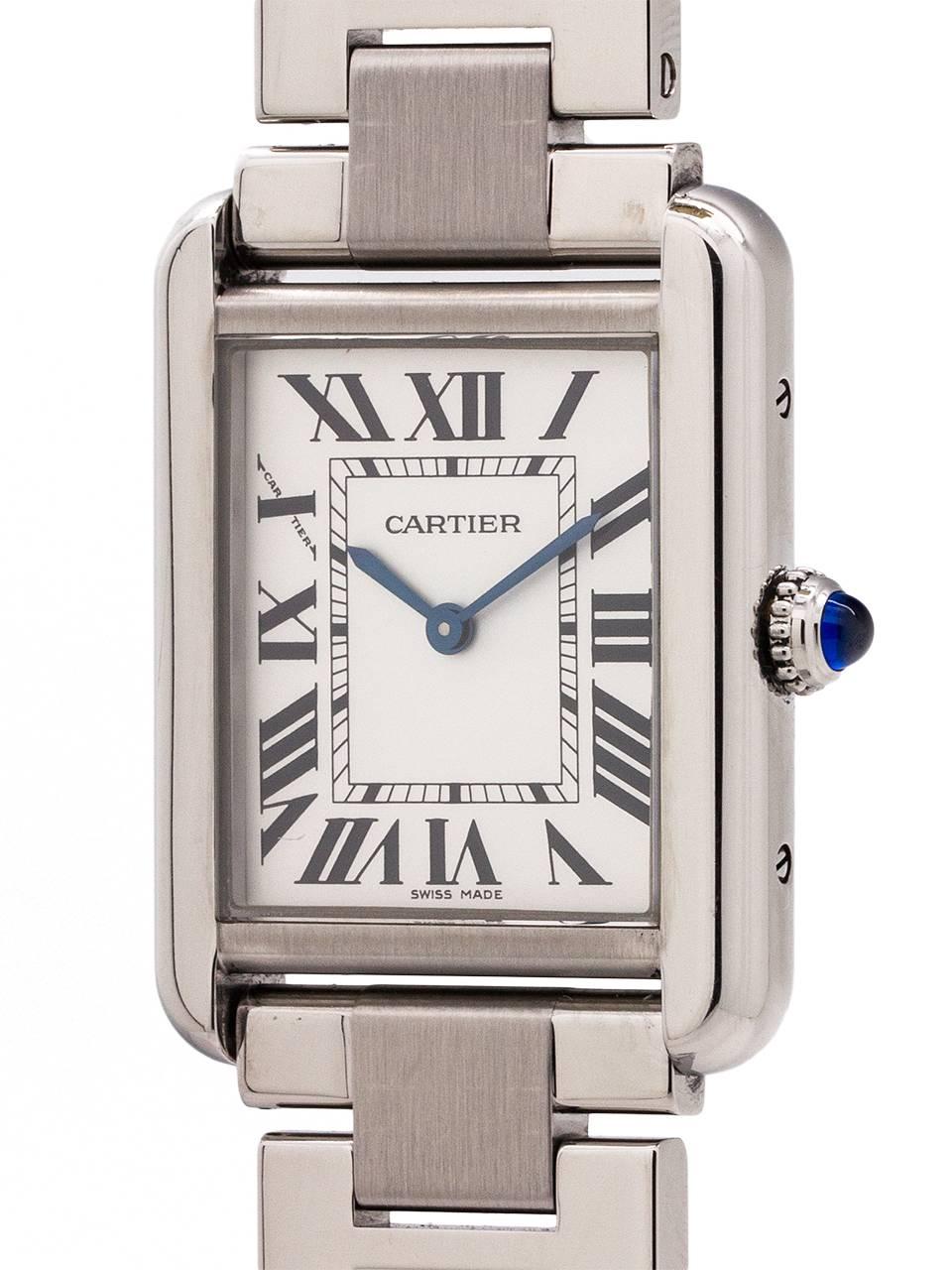 Cartier Ladies Stainless Steel Tank Solo quartz wristwatch Ref 3170, circa 2010 In Excellent Condition In West Hollywood, CA
