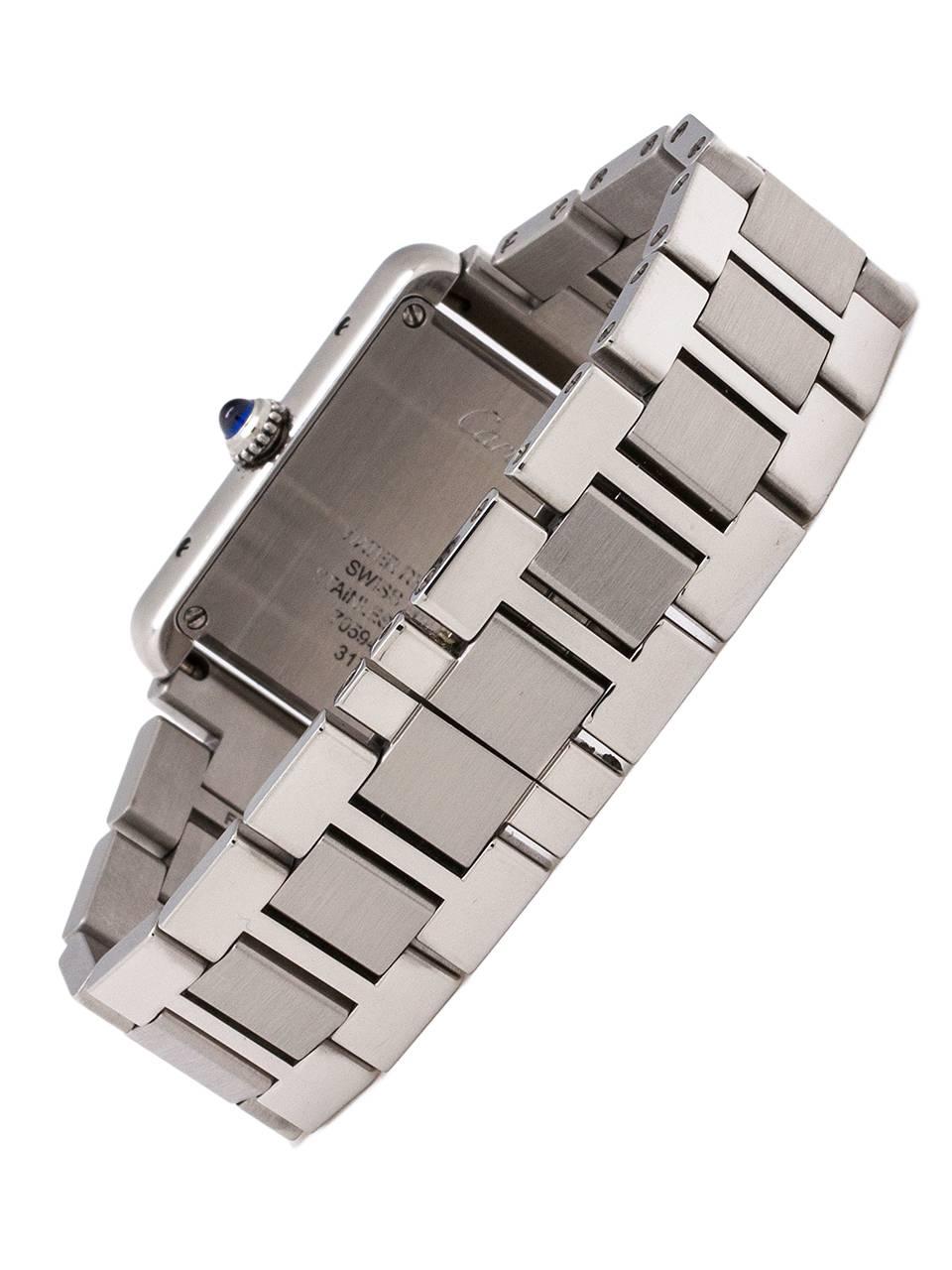 Women's Cartier Ladies Stainless Steel Tank Solo quartz wristwatch Ref 3170, circa 2010