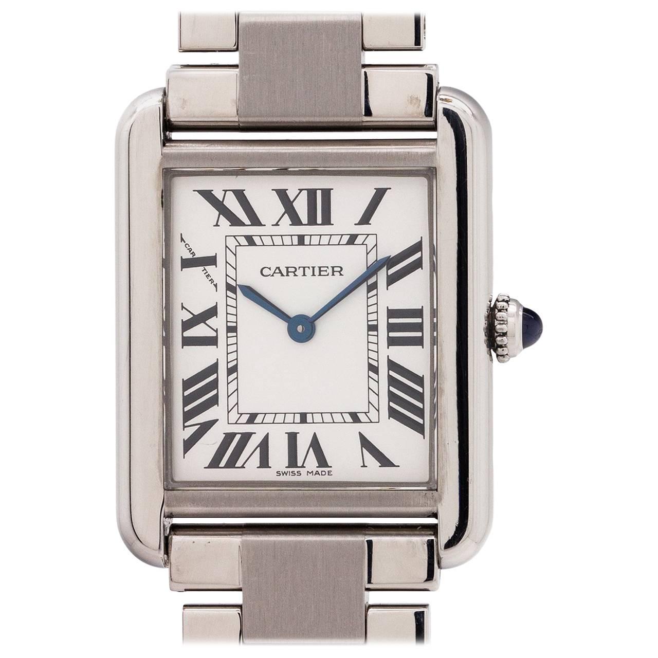 Cartier Ladies Stainless Steel Tank Solo quartz wristwatch Ref 3170, circa 2010