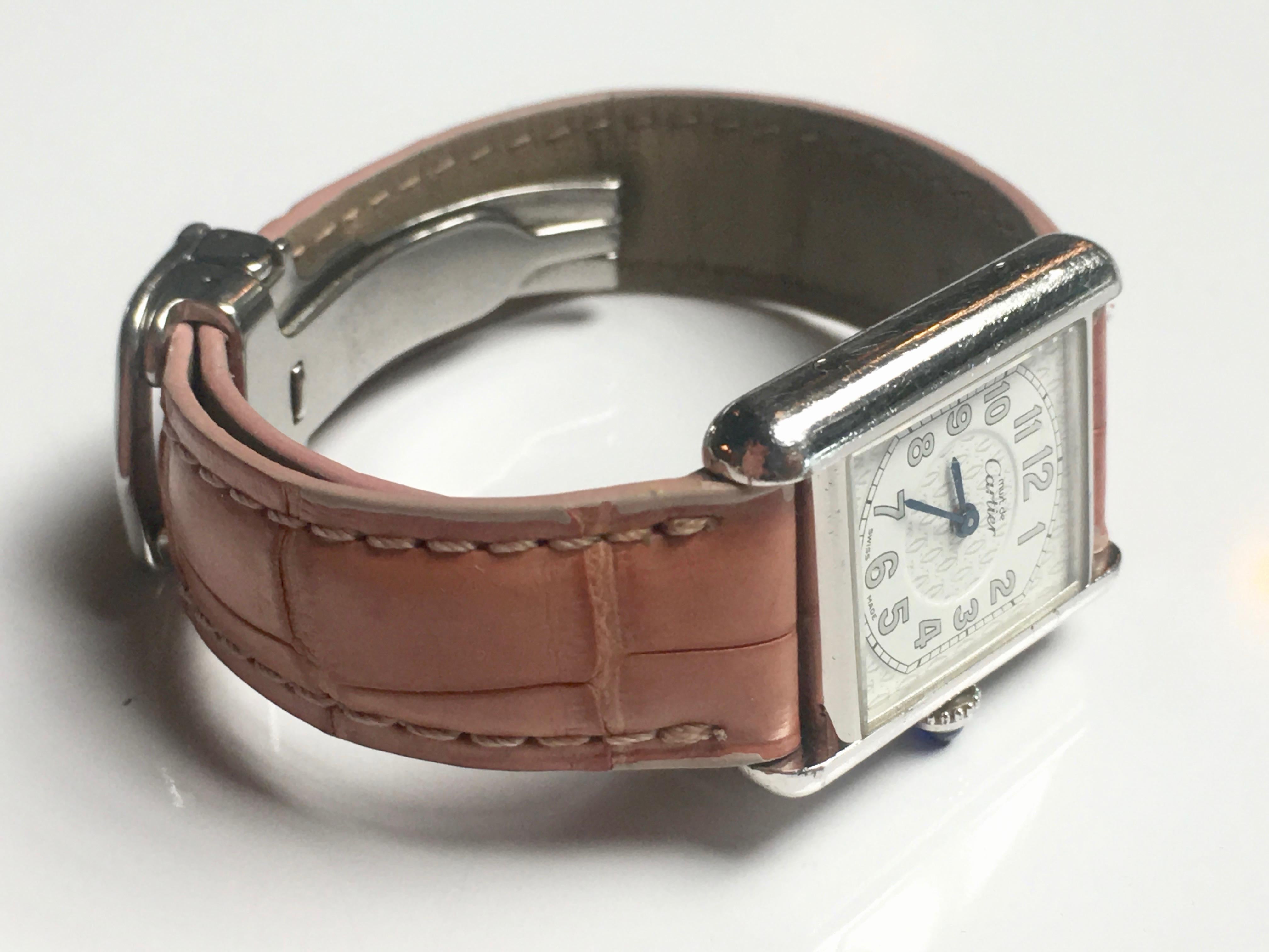 Cartier Ladies Sterling Silver Must de Cartier Tank Quartz Wristwatch In Fair Condition In Los Angeles, CA