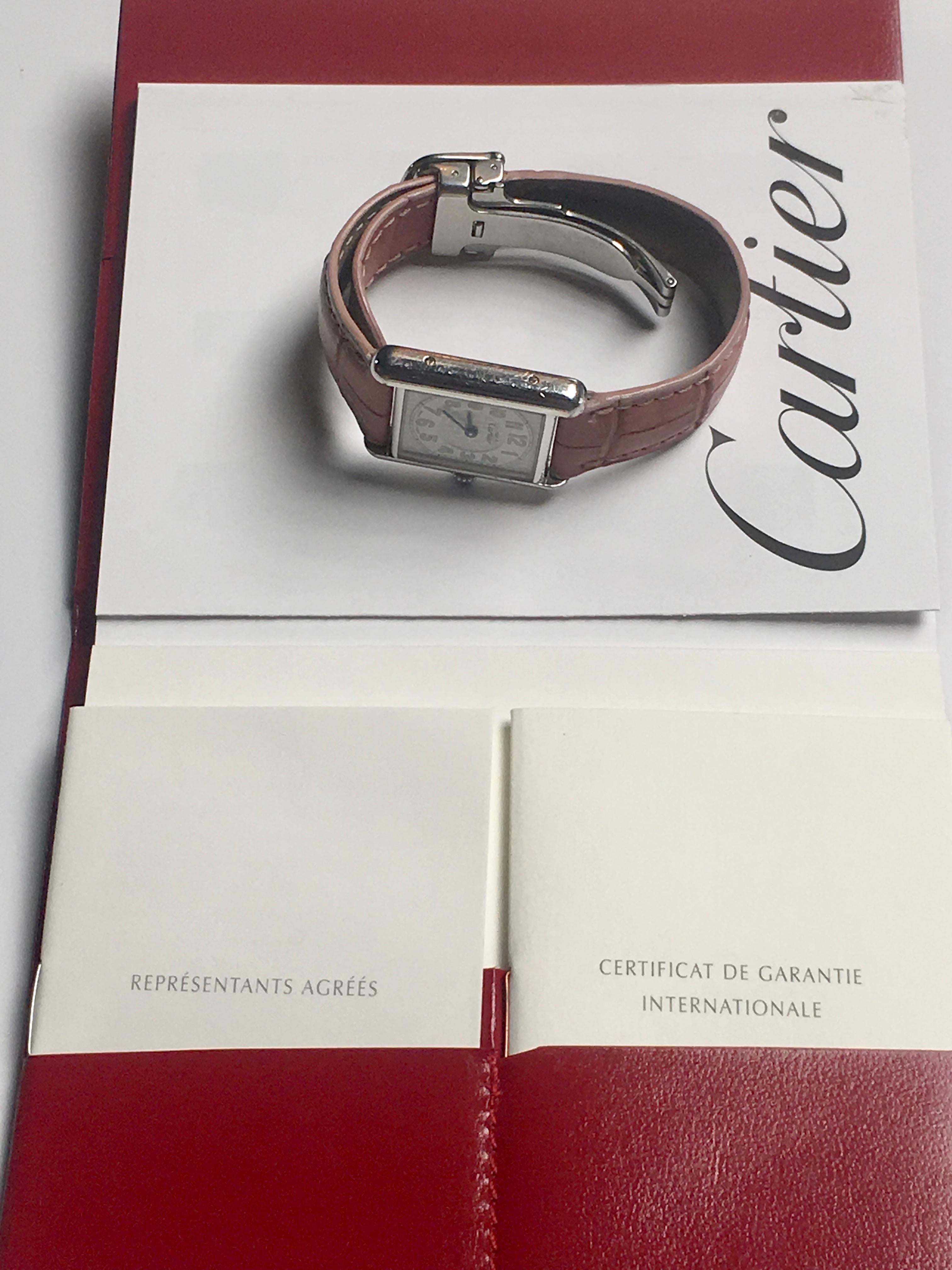 Cartier Ladies Sterling Silver Must de Cartier Tank Quartz Wristwatch 2