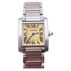 Cartier Ladies Tank Francaise Ref 2300 Cream Dial 18K Yellow Gold Stainless