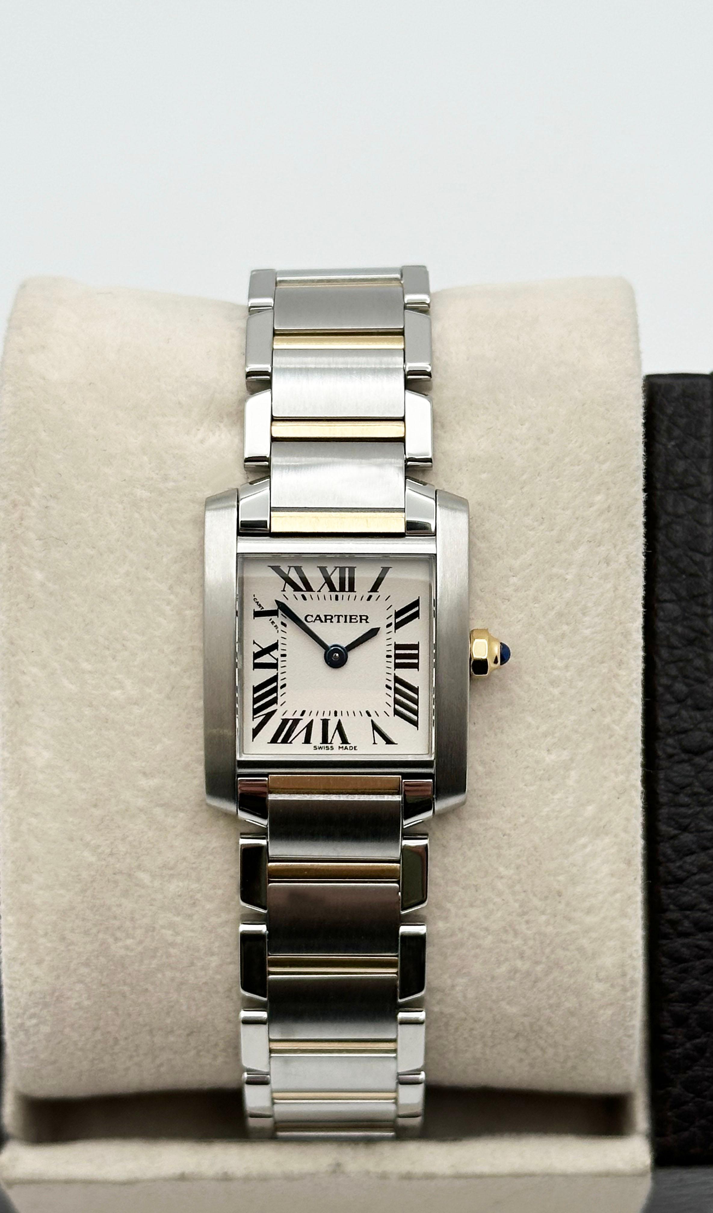  Cartier Tank Francaise Réf. 2384 Or jaune 18 carats acier inoxydable pour femmes Pour hommes 