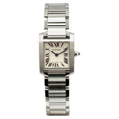 Cartier Ladies Tank Francaise Ref 2384 Stainless Steel Box Paper