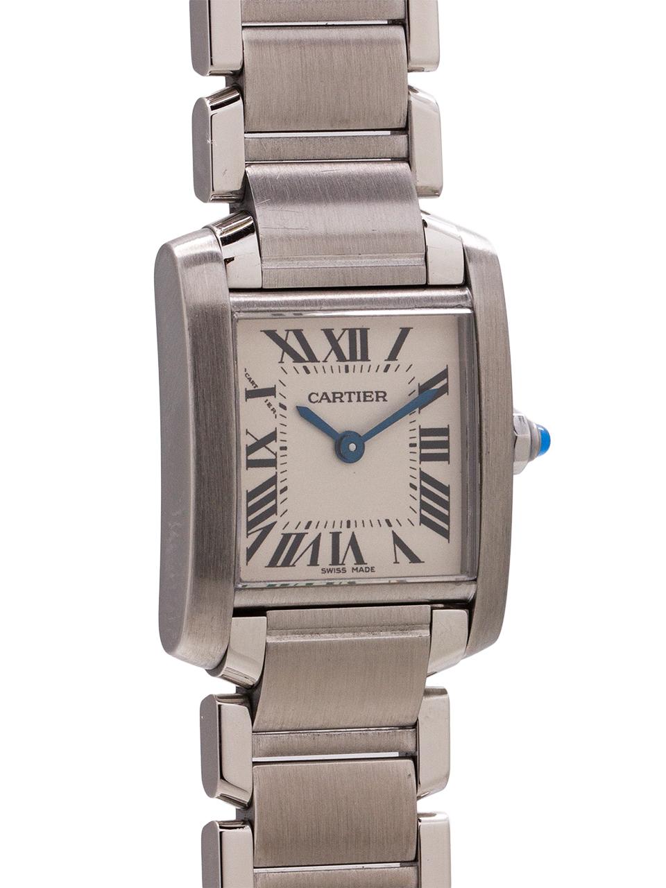 Cartier Ladies Tank Francaise Stainless Steel, circa 2000s In Excellent Condition For Sale In West Hollywood, CA