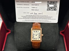 Cartier Ladies Tank Louis WGTA0010 3814 Leather Strap 18K Rose Gold Box Paper