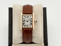 Cartier Ladies Tank Louis WGTA0010 3814 Leather Strap 18K Rose Gold Box Paper
