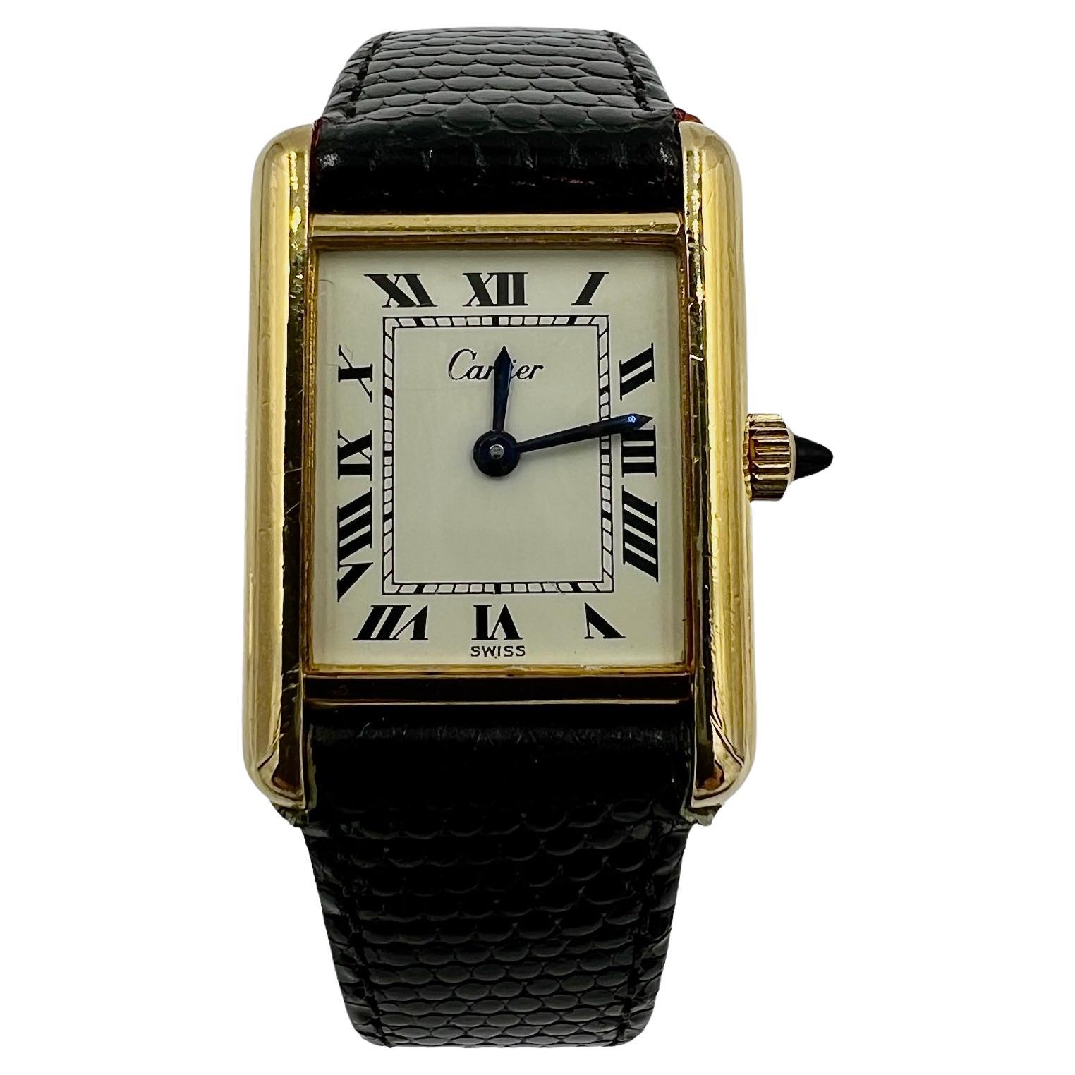 1970s Cartier ladies manual wind tank wristwatch.

During the 1970s, Cartier introduced a timeless piece of elegance and sophistication in the form of the Ladies Tank manual wind wristwatch, Plaque Or 20 microns. This iconic timepiece quickly became