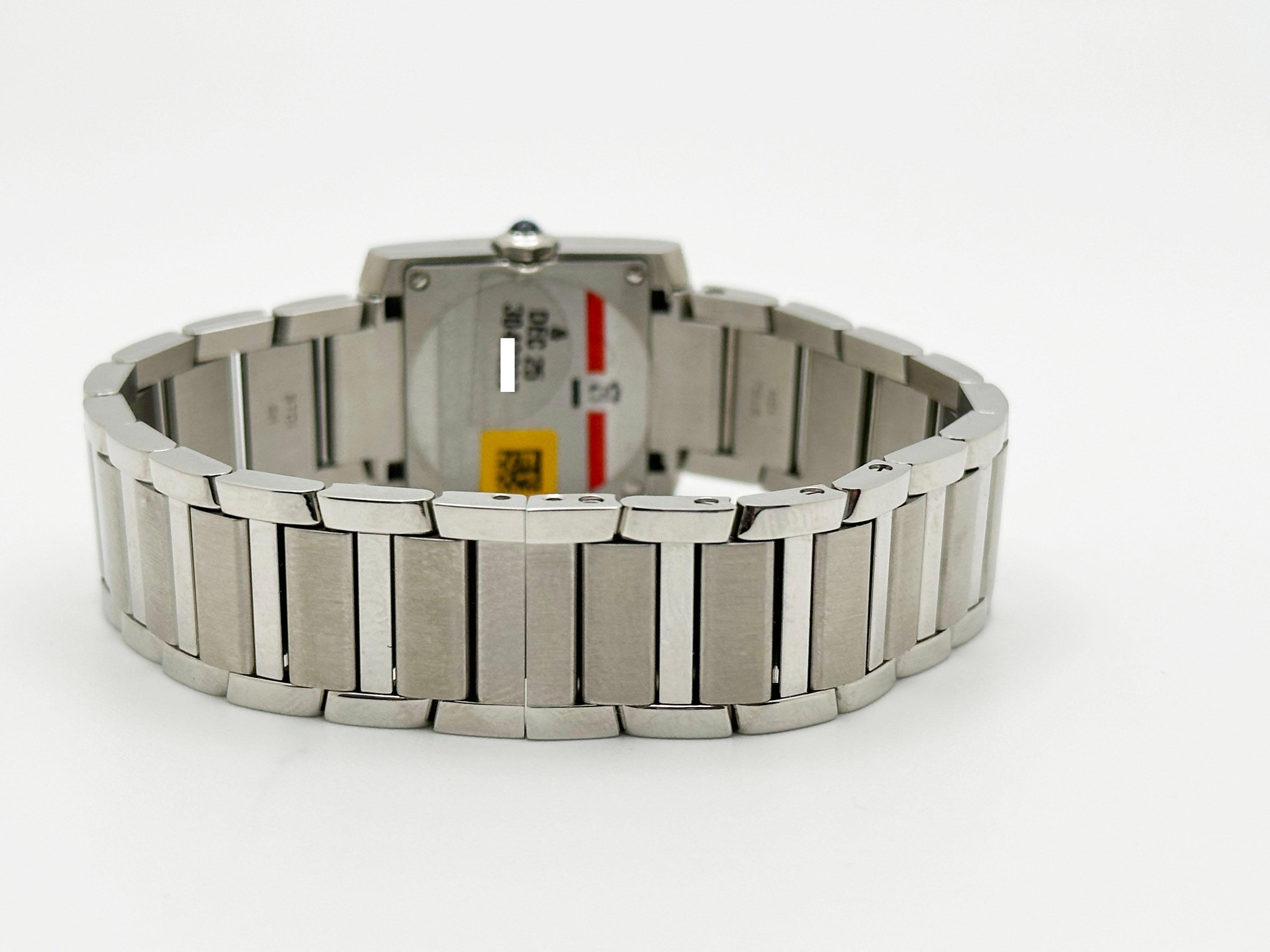 Cartier Ladies Tank WSTA0065 Ref 4472 Small Silver Dial Steel Box Paper For Sale 3