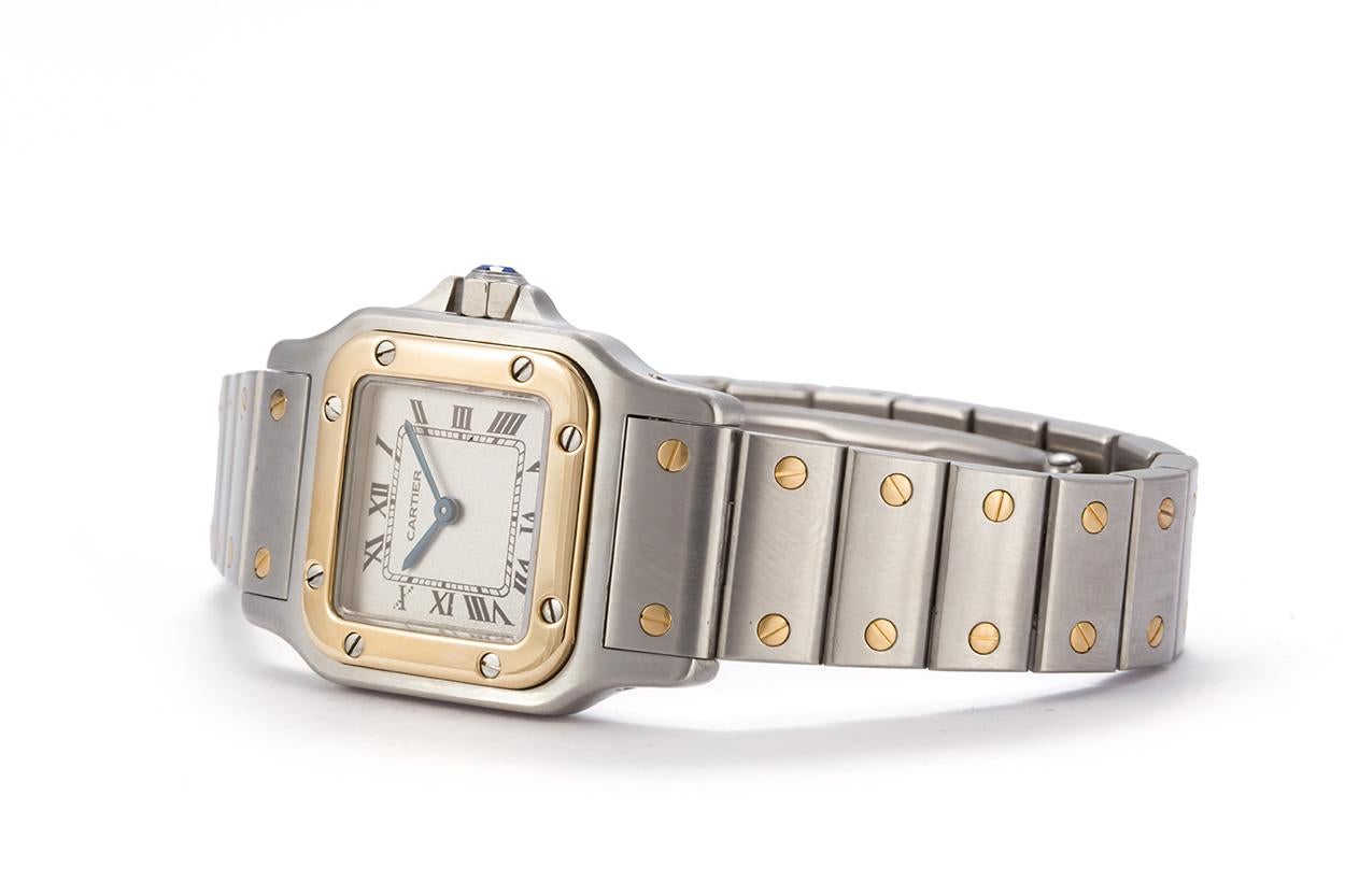 Modern Cartier Ladies Two Tone 18K Gold & Steel Santos Galbee Watch 1567 W20012C4