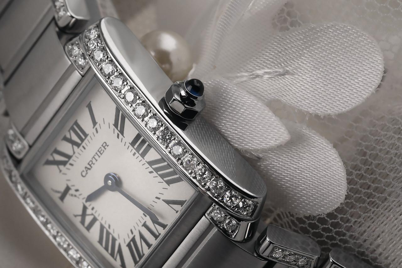 Taille ronde Cartier Montre SS avec diamants naturels pour femmes W51008Q3  en vente