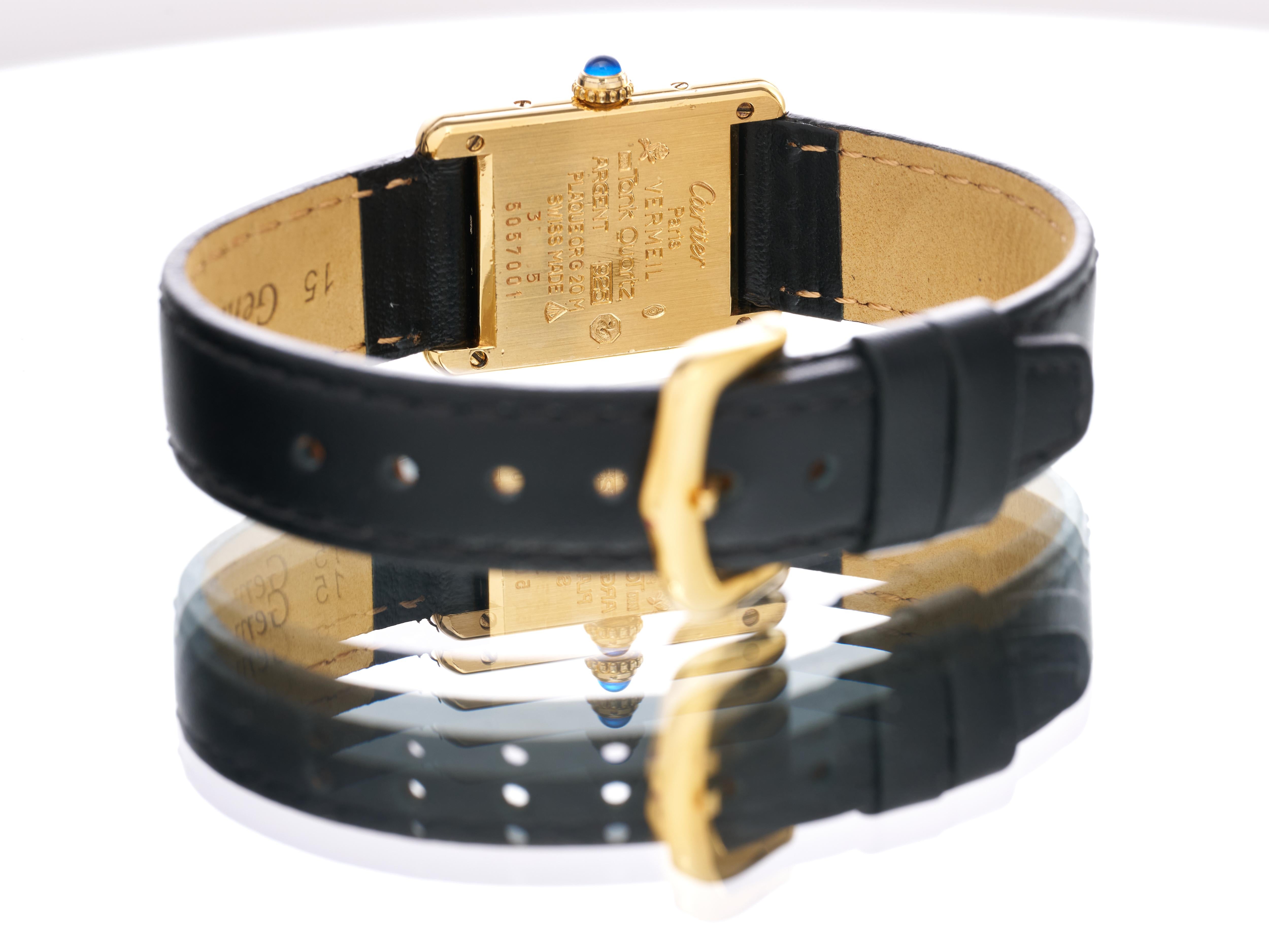 Fork In Time is proud to offer on the 1st Dibs marketplace:


Cartier 
Ladies Watch 
Must de Cartier 
Tank

Reference 5057001

Timeless Elegance 

Sapphire Crystal
Cream Champagne Dial 
Arabic Numerals
Blue Steel Hands

All are original and are in