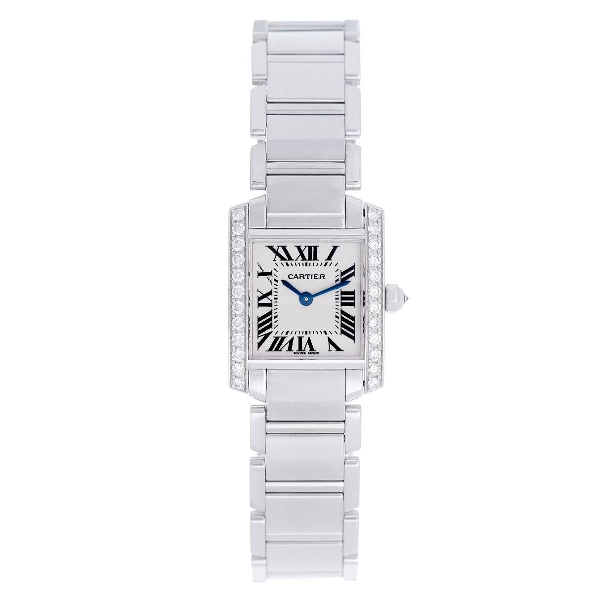 Cartier Ladies White Gold Diamond Tank Francaise Quartz Wristwatch Ref WE1002S3